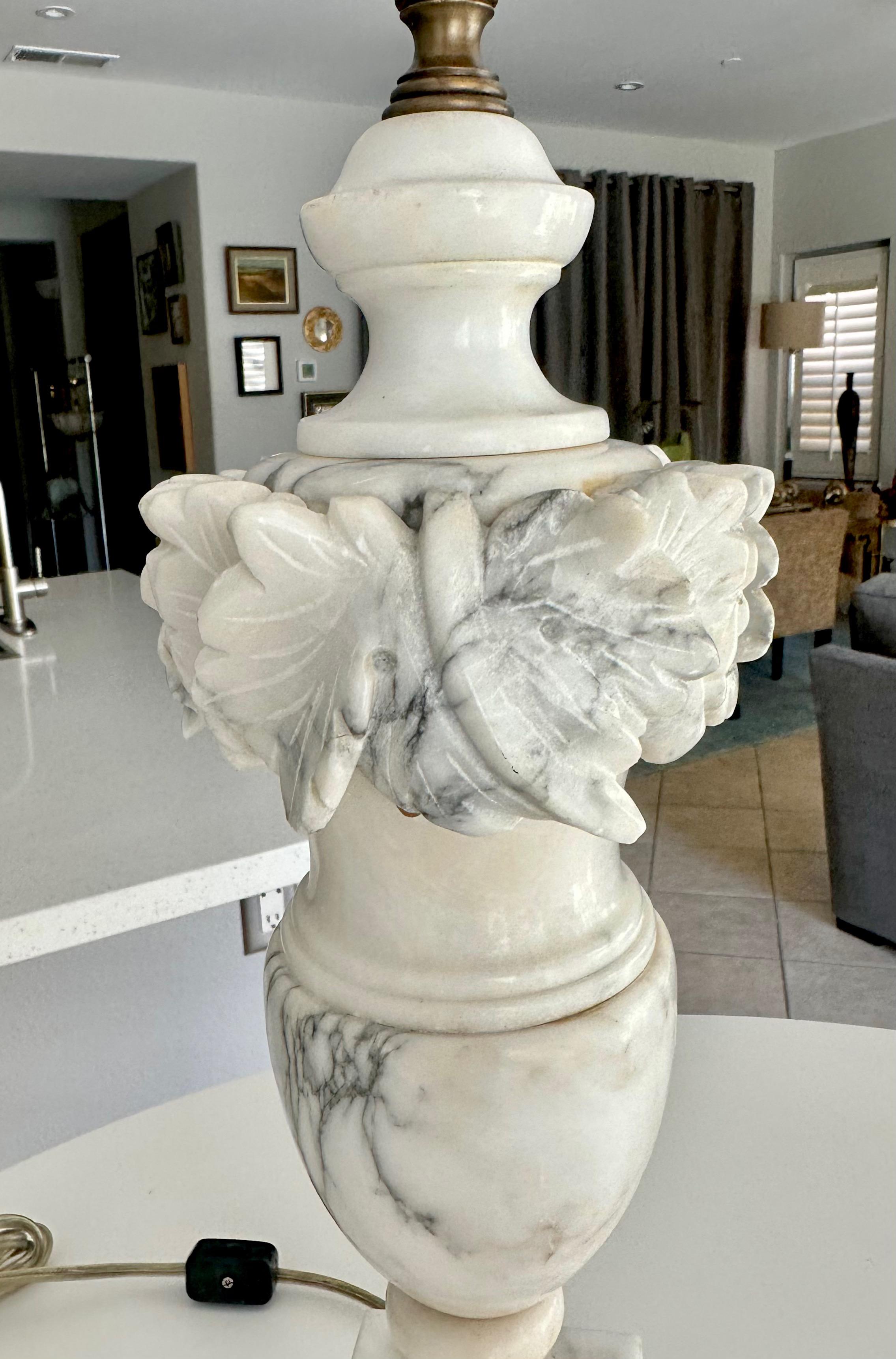 Pair Italian Neoclassic Urn Alabaster Table Lamps For Sale 8