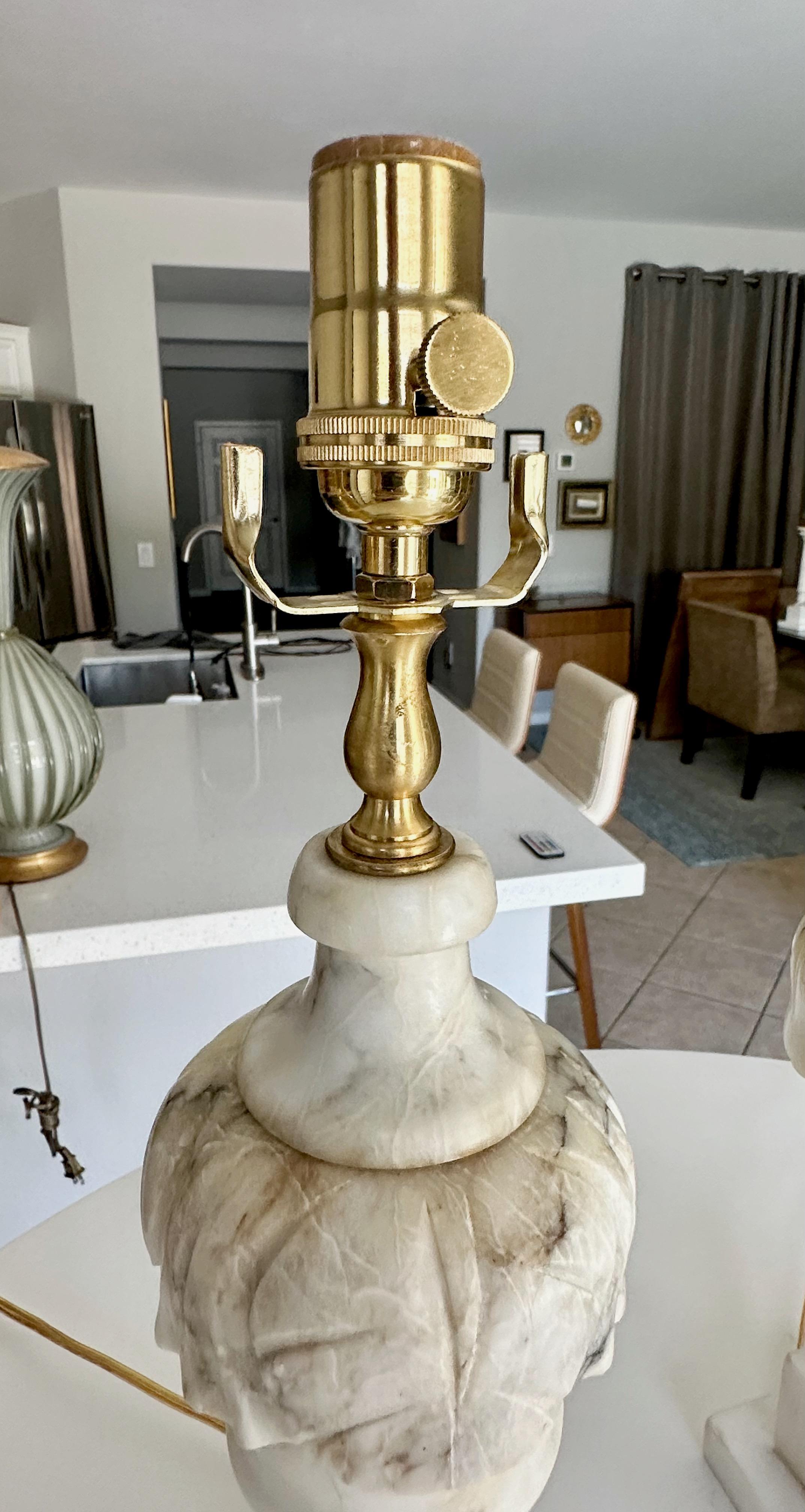 Pair Italian Neoclassic Urn Alabaster Table Lamps For Sale 10