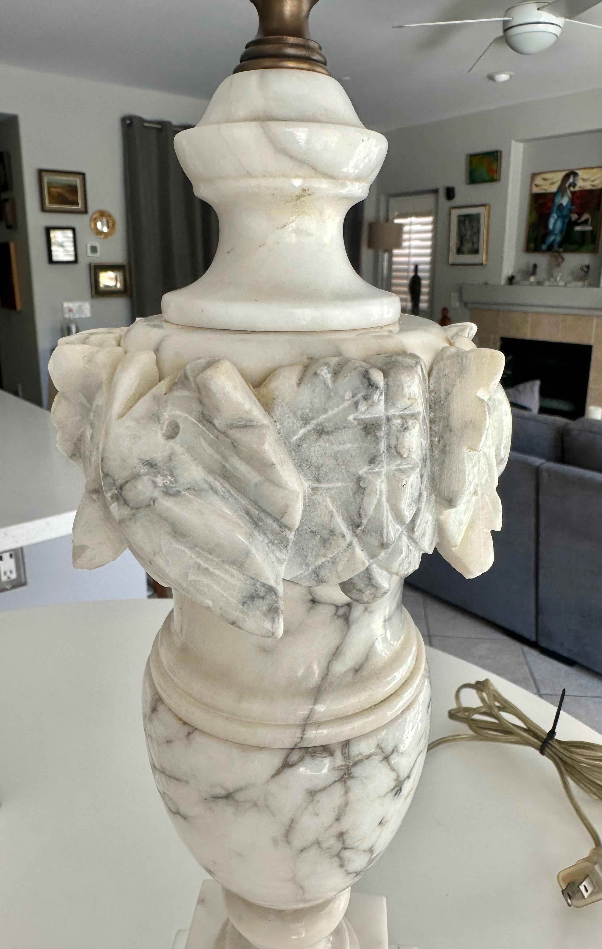 Pair Italian Neoclassic Urn Alabaster Table Lamps For Sale 10