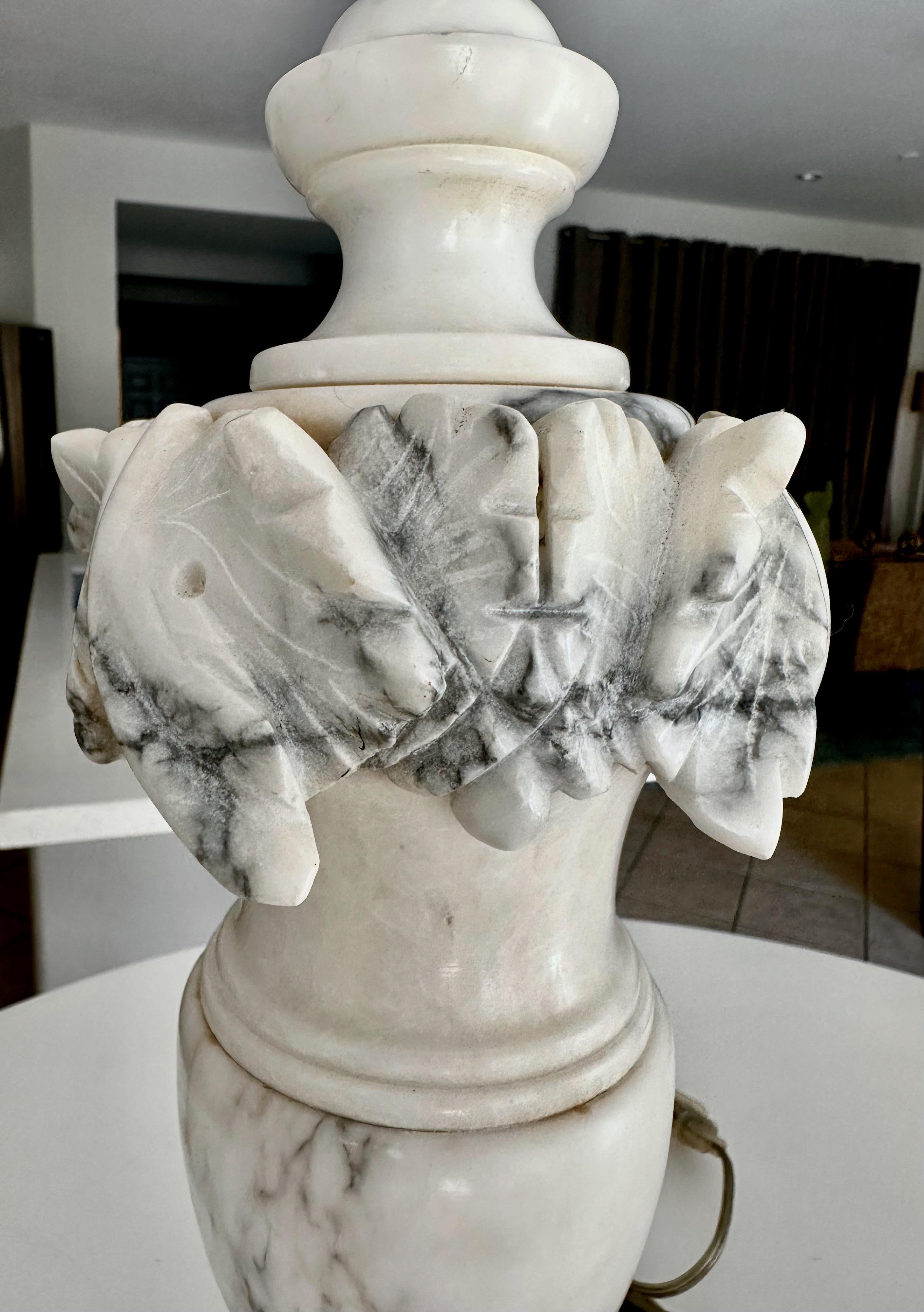 Pair Italian Neoclassic Urn Alabaster Table Lamps For Sale 12