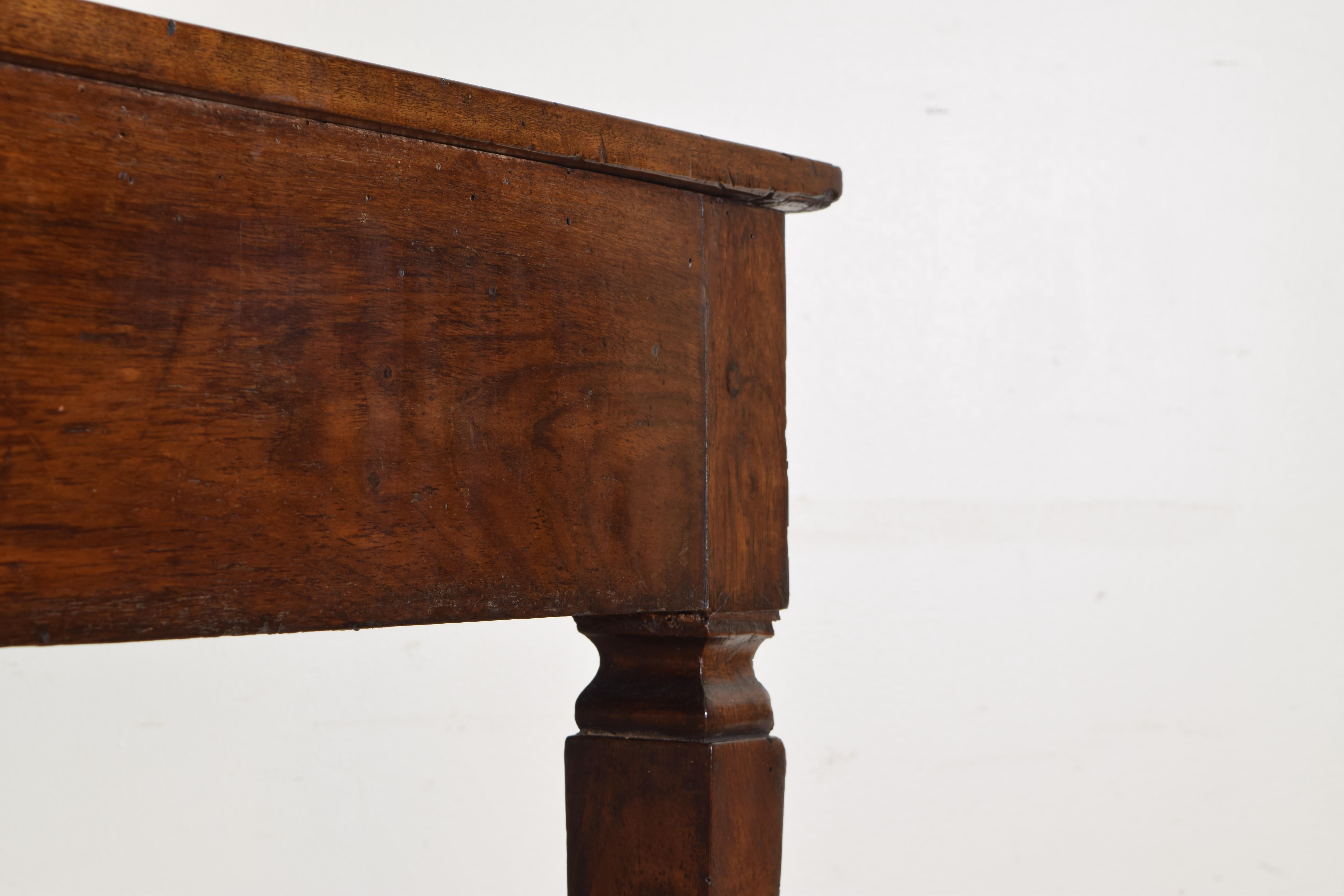 Pair of Italian Neoclassic Walnut 1-Drawer Console Tables, 19th Century 2