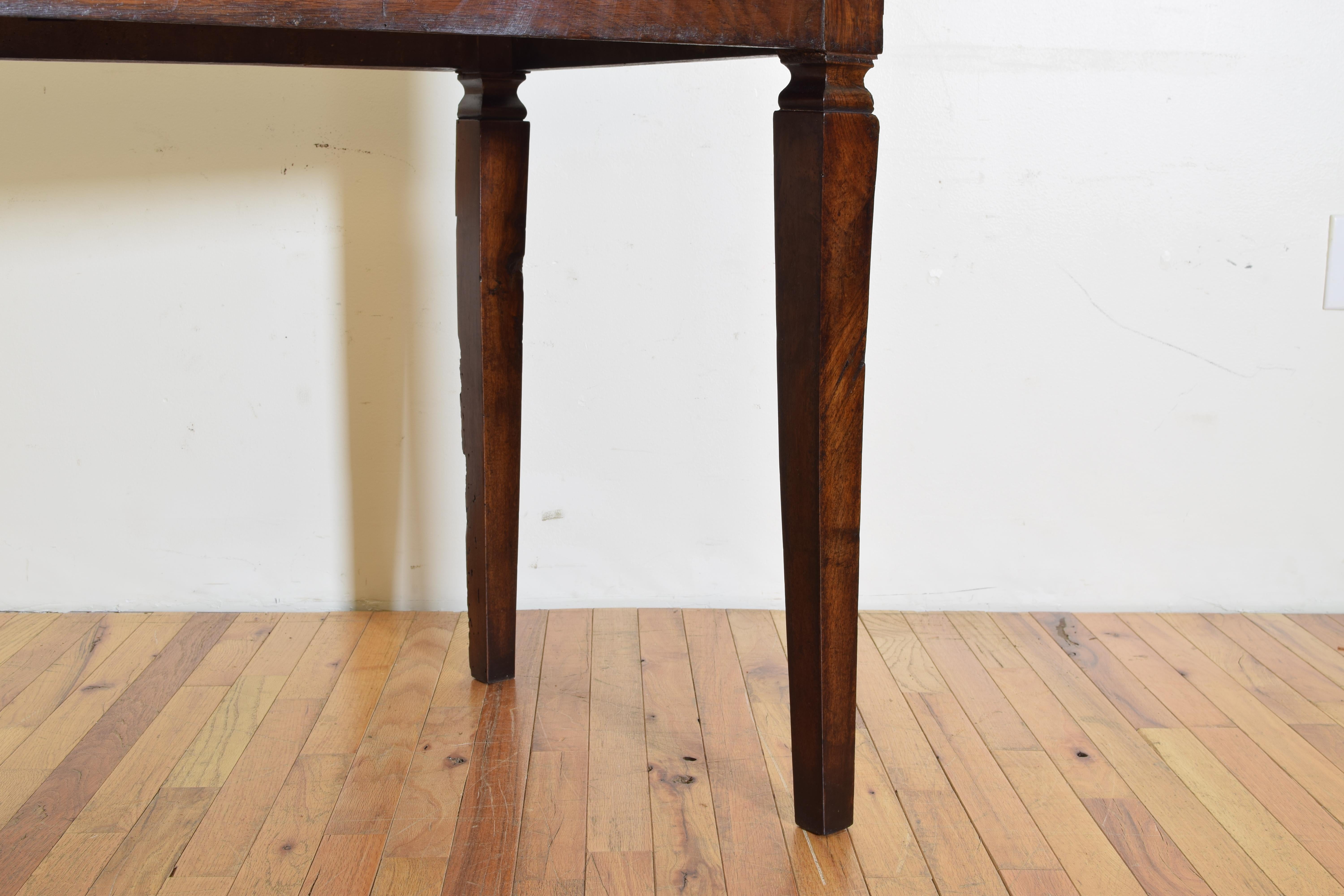 Pair of Italian Neoclassic Walnut 1-Drawer Console Tables, 19th Century 4