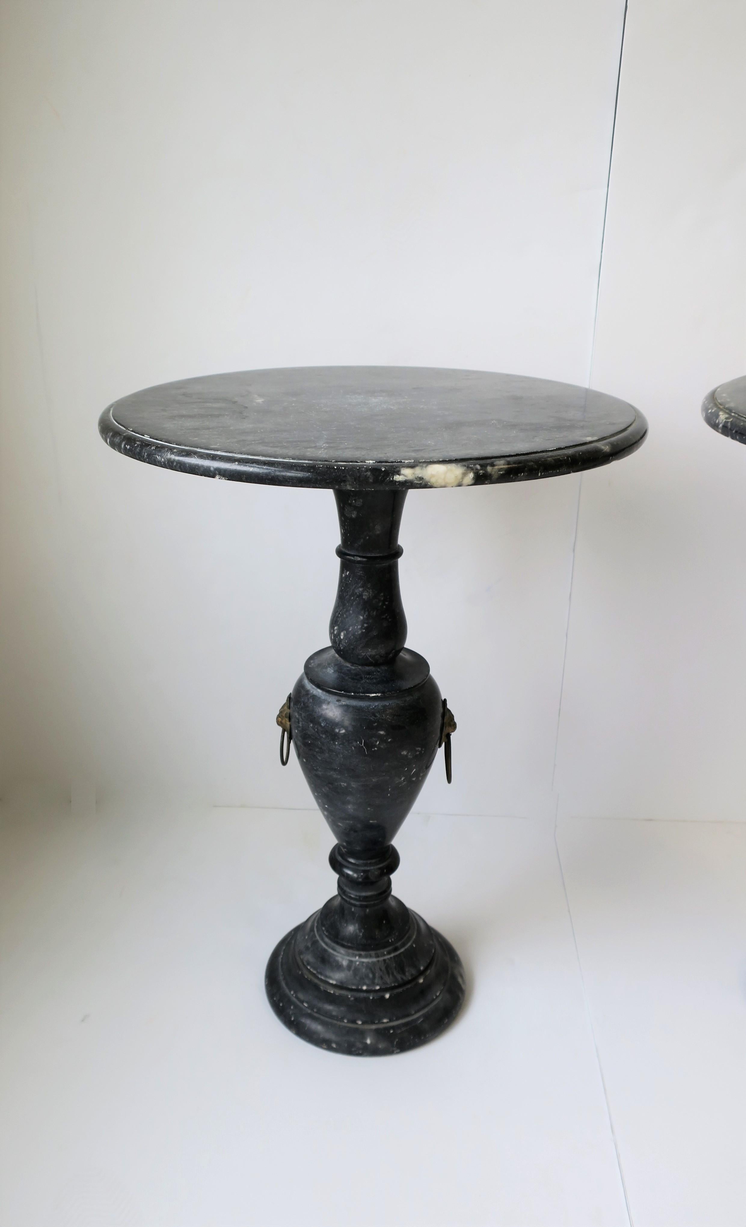 Italian Black and White Marble Round Side Tables 4