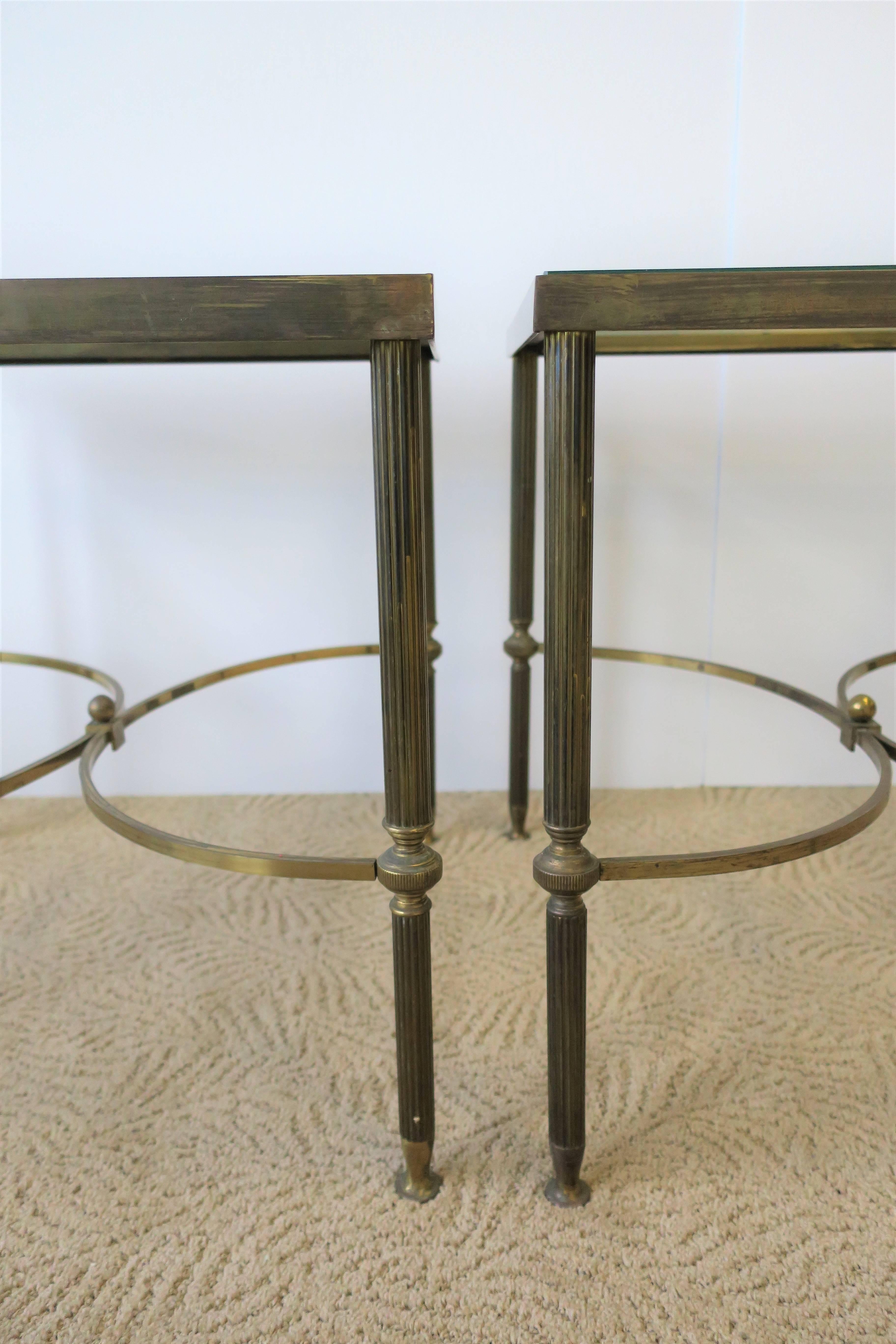 Brass and Glass End Tables after Maison Jansen, Pair 5