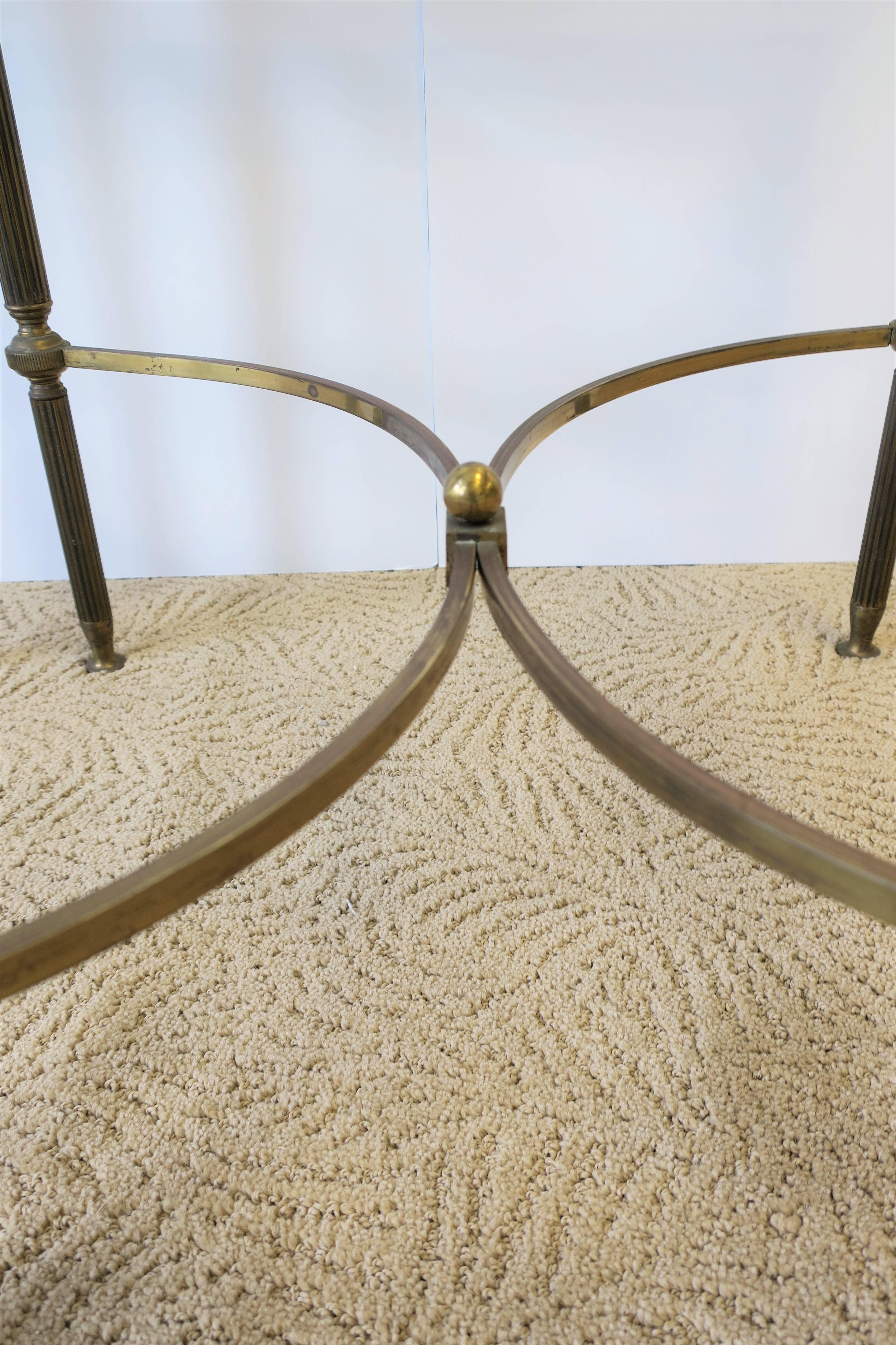 Brass and Glass End Tables after Maison Jansen, Pair 6