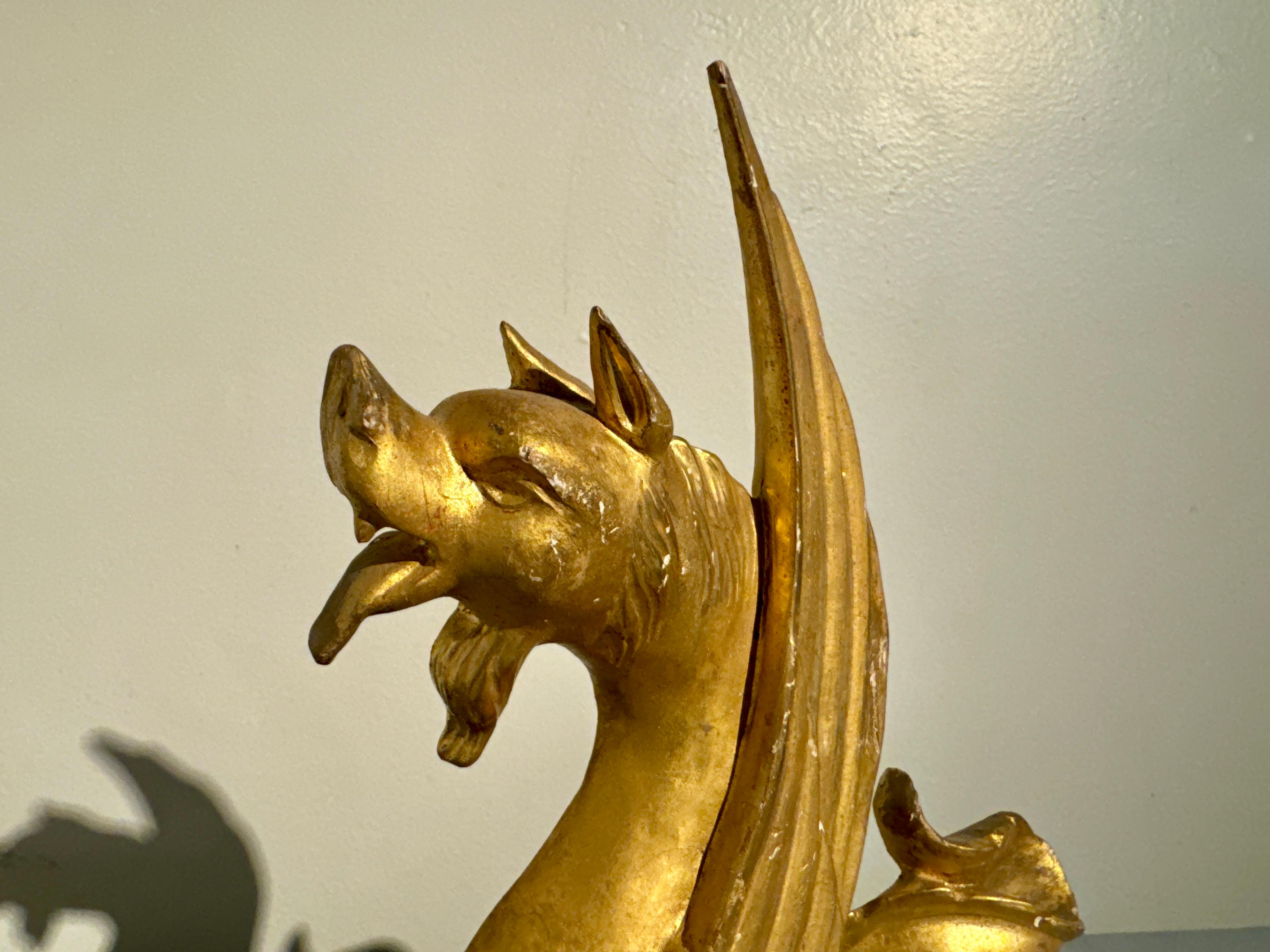 Pair Italian Neoclassical Craved and Gilt Wood Mythical Beasts, mid 19th century For Sale 10