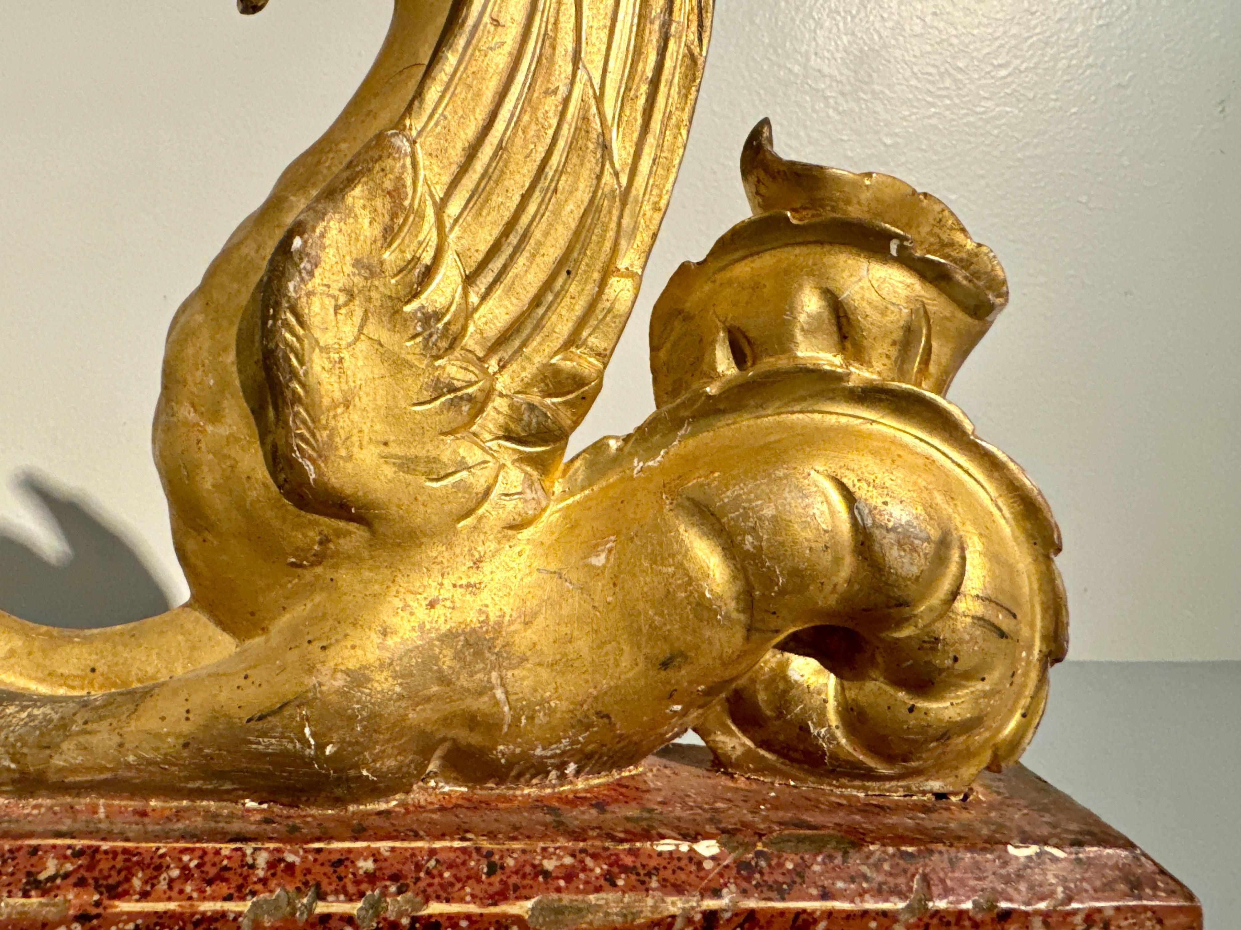Pair Italian Neoclassical Craved and Gilt Wood Mythical Beasts, mid 19th century For Sale 11