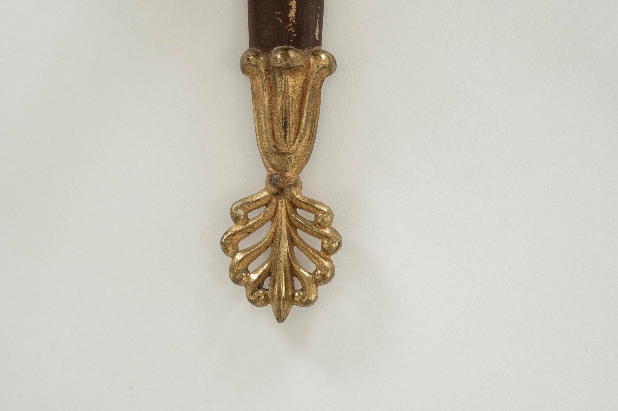 Pareja de Apliques de Flecha de Bronce Dorado Negro de Estilo Neoclásico Italiano en venta 2