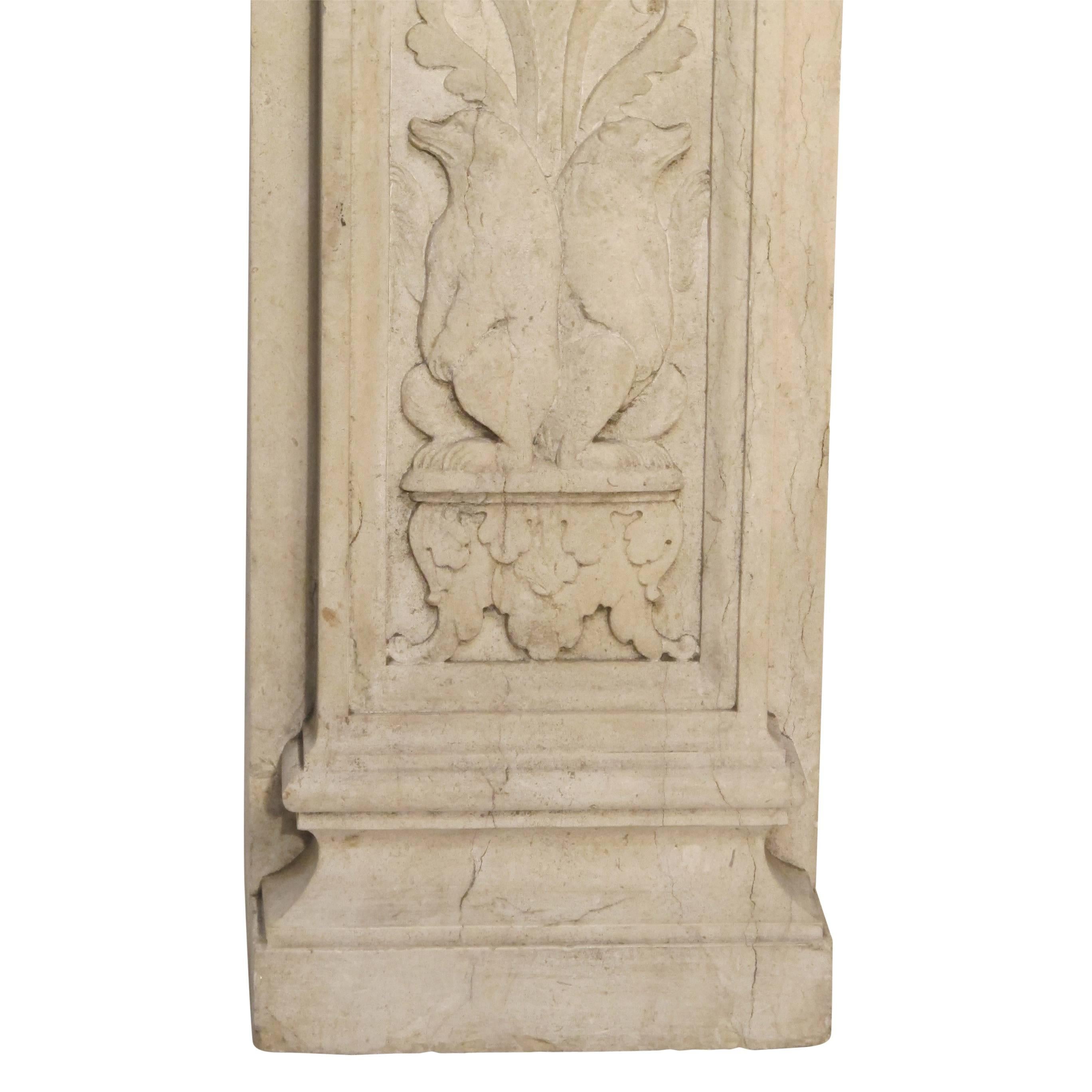 Italian Neoclassical Style Carved Marble Pilasters Architectural Elements, Pair 7