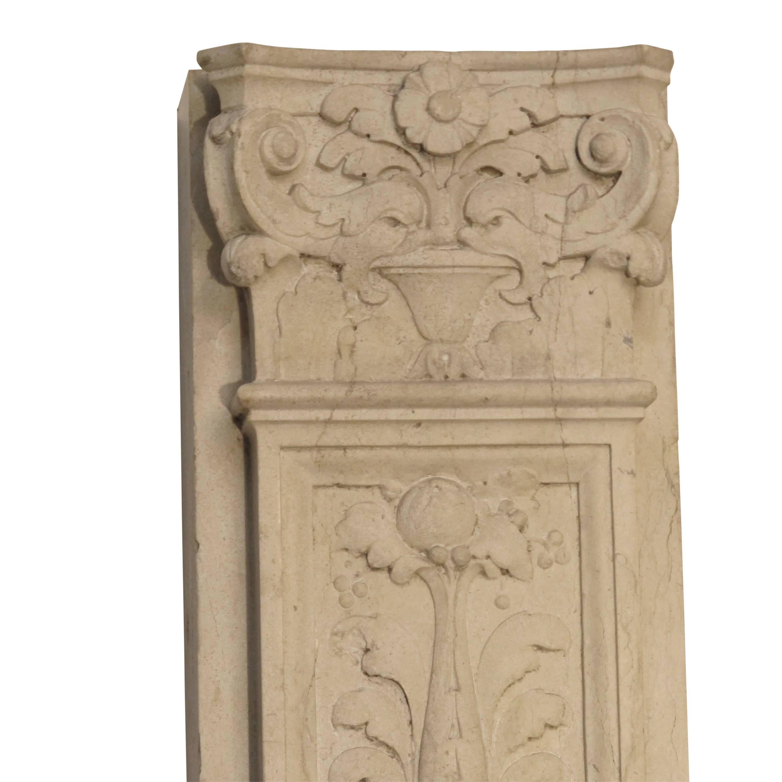 Italian Neoclassical Style Carved Marble Pilasters Architectural Elements, Pair 8