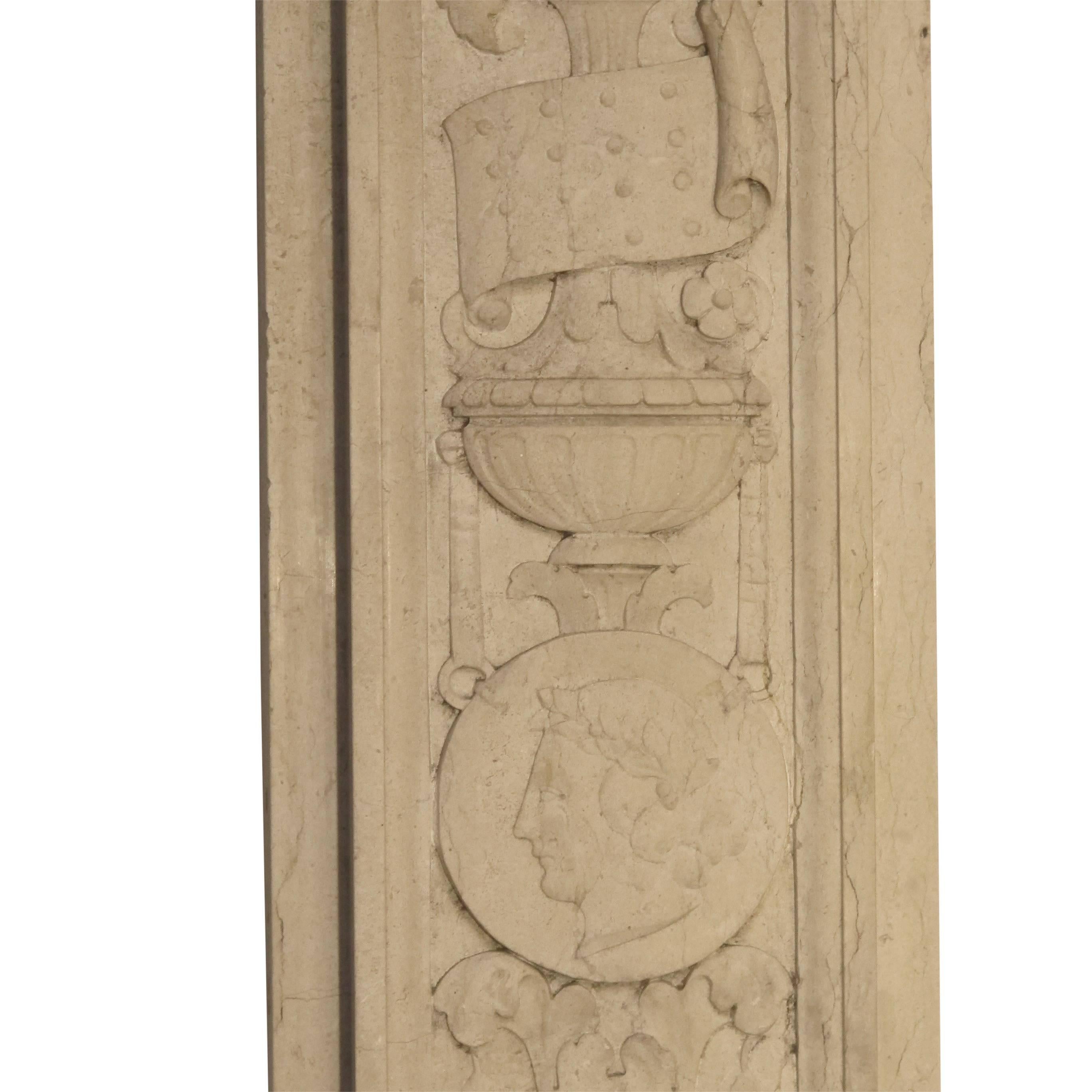 Italian Neoclassical Style Carved Marble Pilasters Architectural Elements, Pair 9