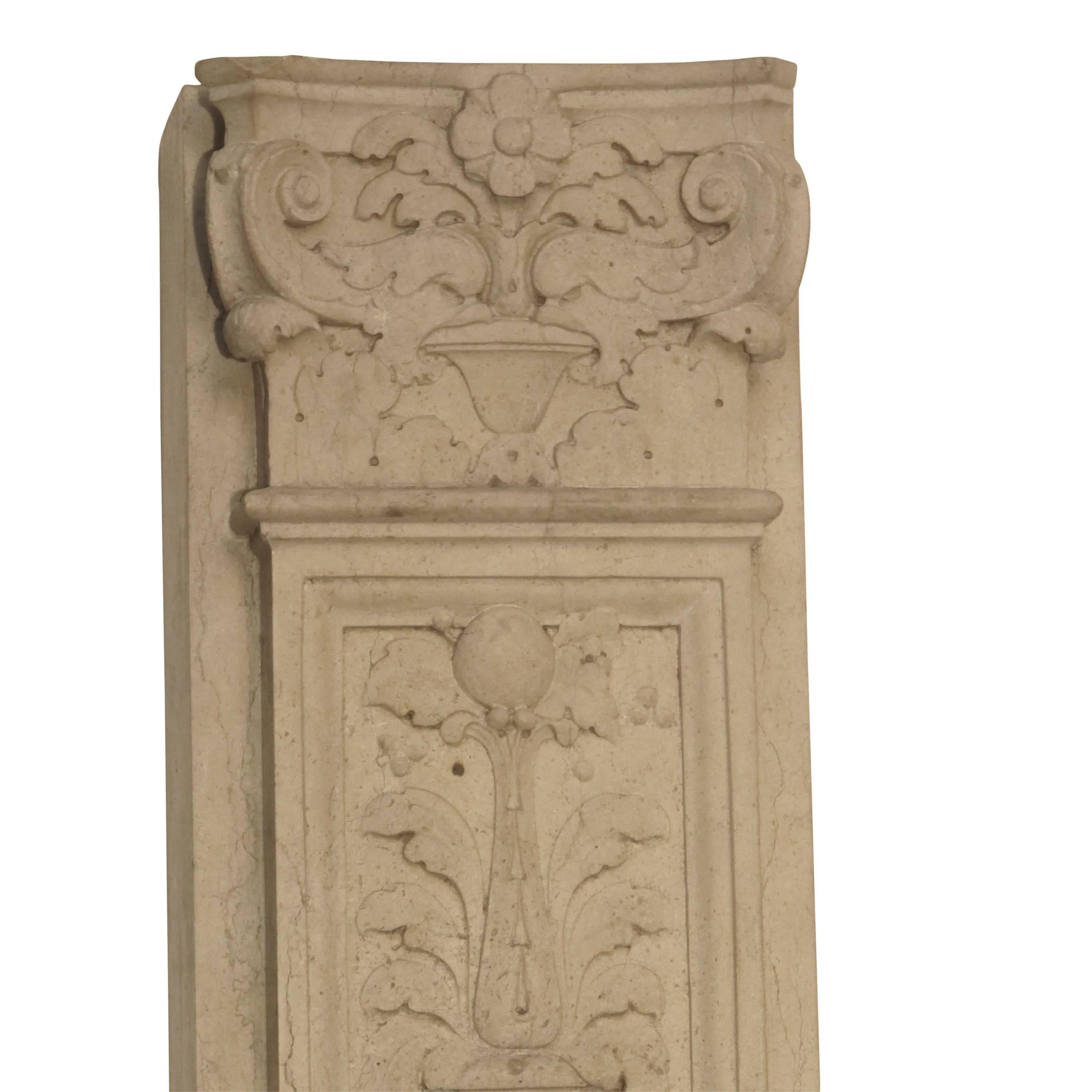 Italian Neoclassical Style Carved Marble Pilasters Architectural Elements, Pair 4