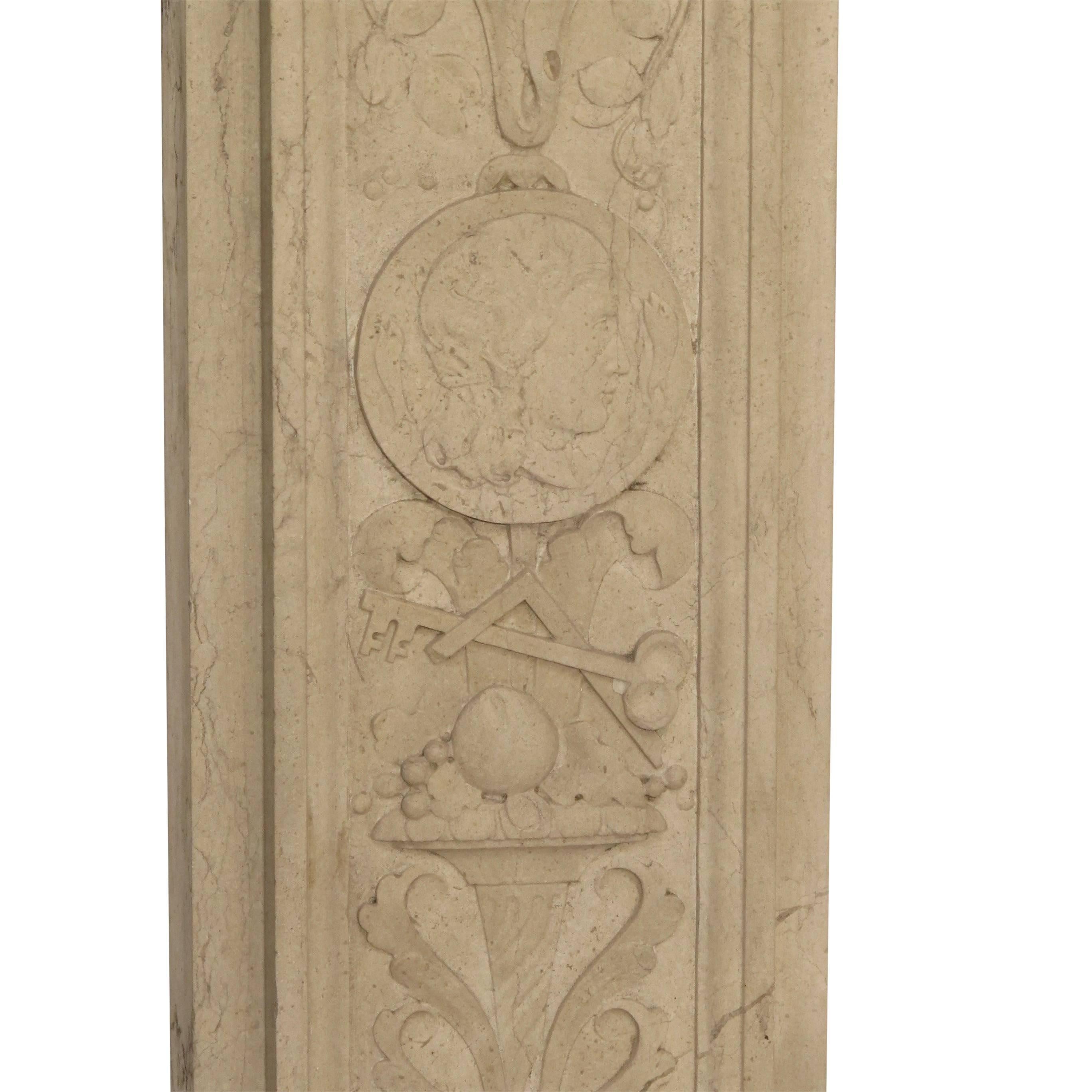 Italian Neoclassical Style Carved Marble Pilasters Architectural Elements, Pair 5