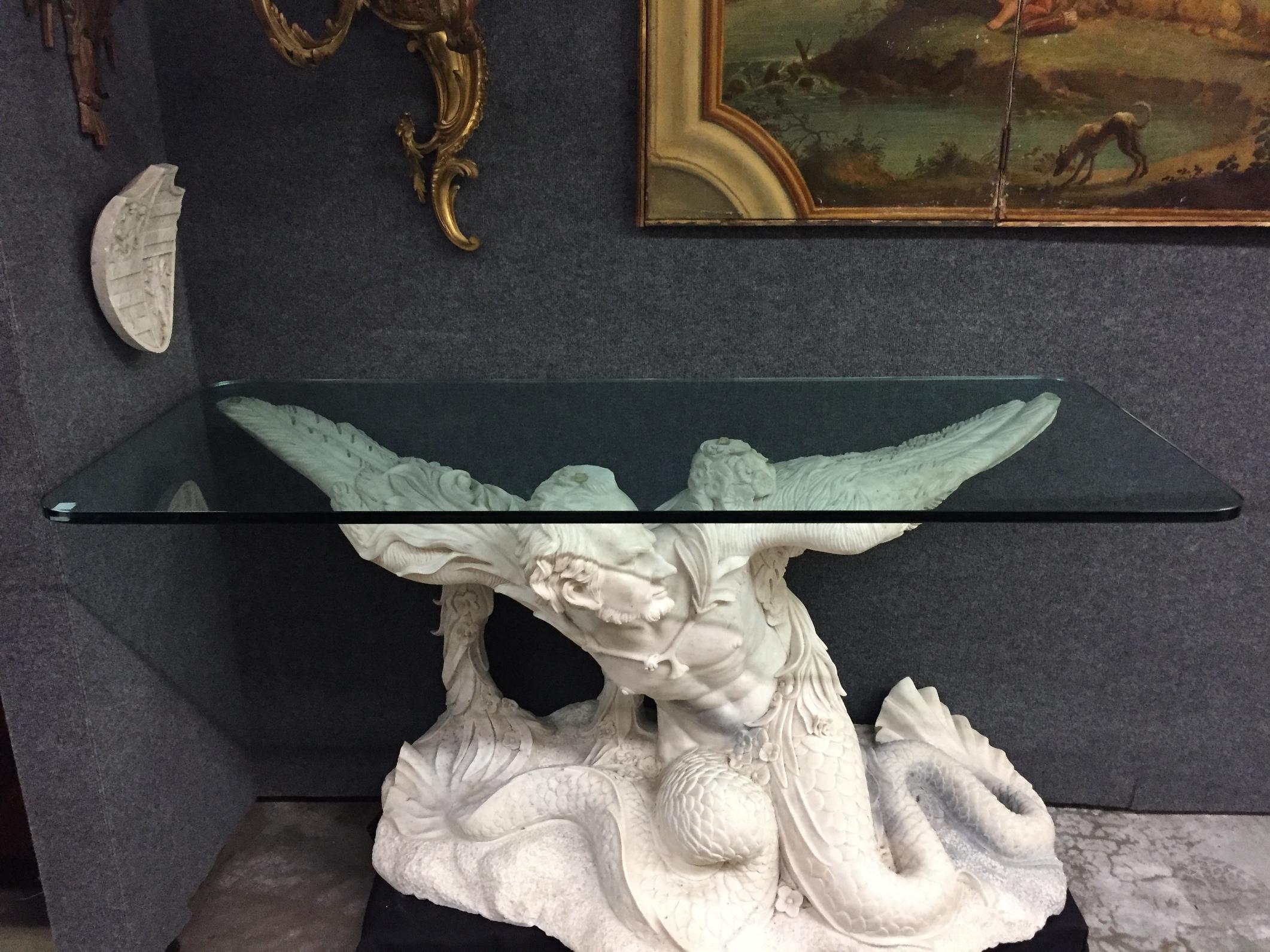 Paire de consoles italiennes de style néoclassique en marbre figuratif en vente 5