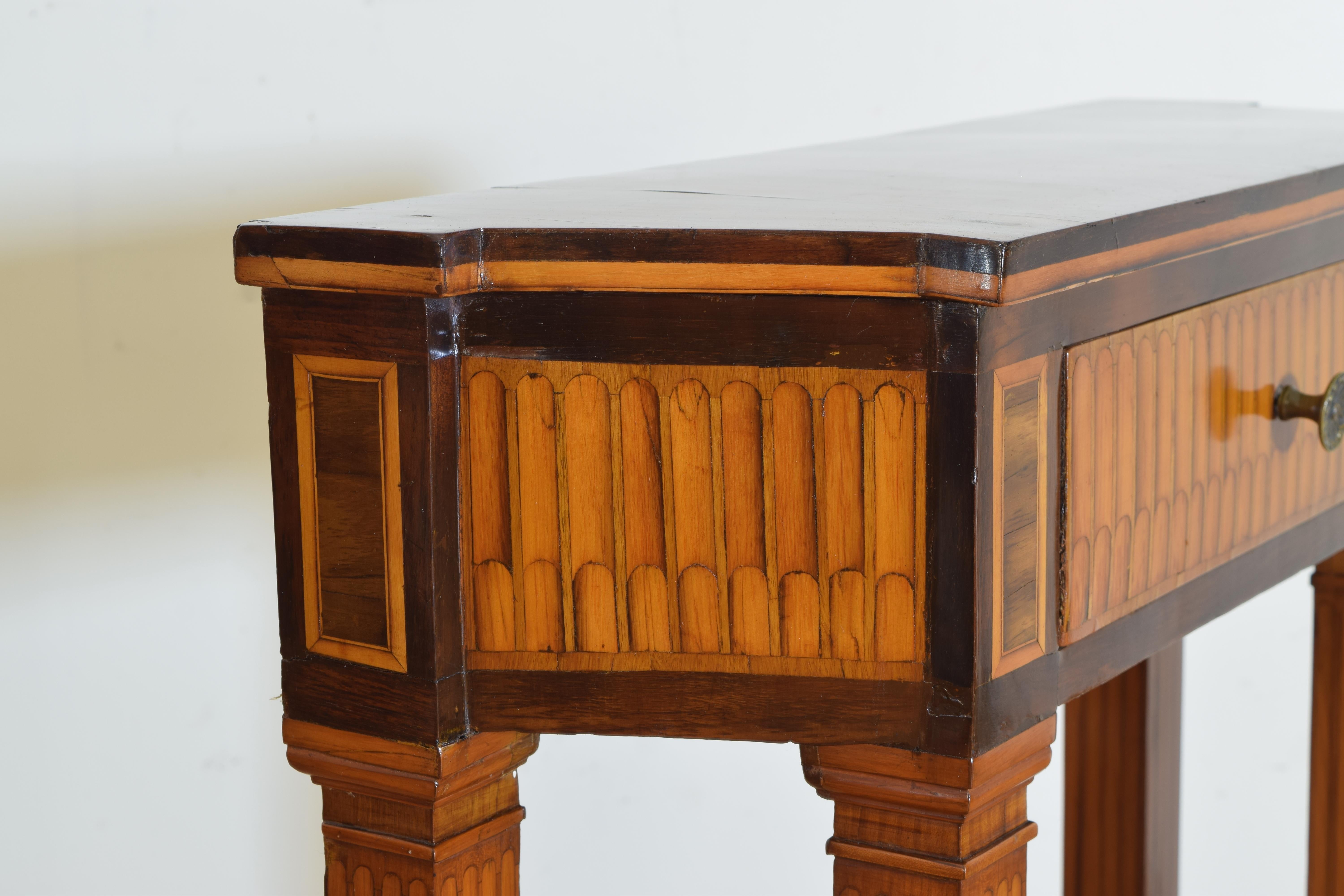Pair Italian Neoclassical Style Walnut & Mixed Veneer 1-Drawer Cabinets ca. 1900 6