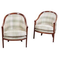 Pair Italian Neoclassical Tub or Barrel Back Bergeres, c. 1800
