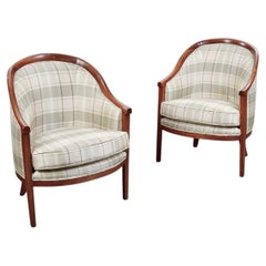 Pair Italian Neoclassical Tub or Barrel Back Bergeres, c. 1800