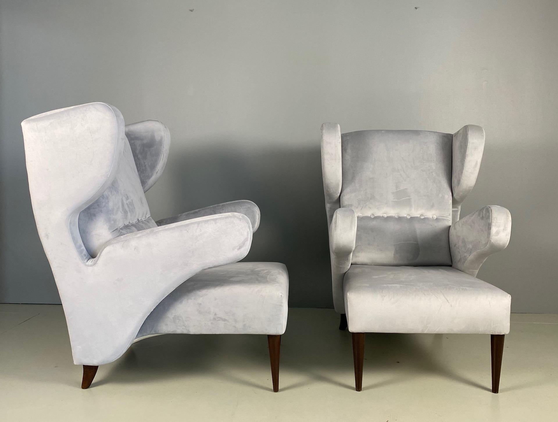 Pair of Italian of Large Attributed Melchiorre Bega Armchairs, 1950 In Excellent Condition In Rovereta, SM