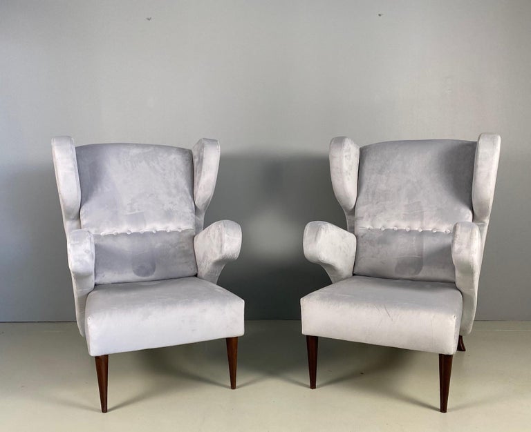20th Century Pair of Italian of Large Attributed Melchiorre Bega Armchairs, 1950