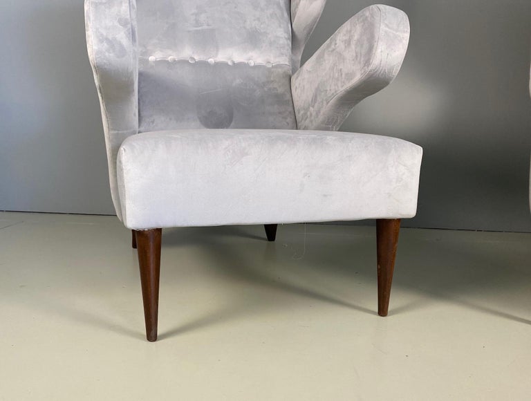 Wood Pair of Italian of Large Attributed Melchiorre Bega Armchairs, 1950