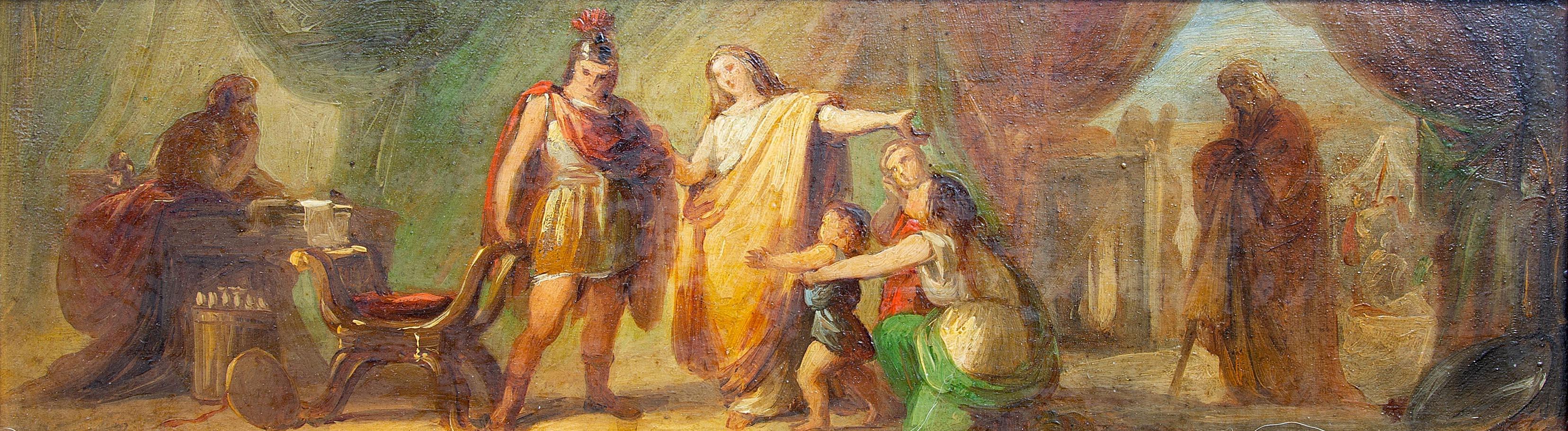 Coppia di scene romane attribuite ad Annibale Gatti. Inscritto sul retro 