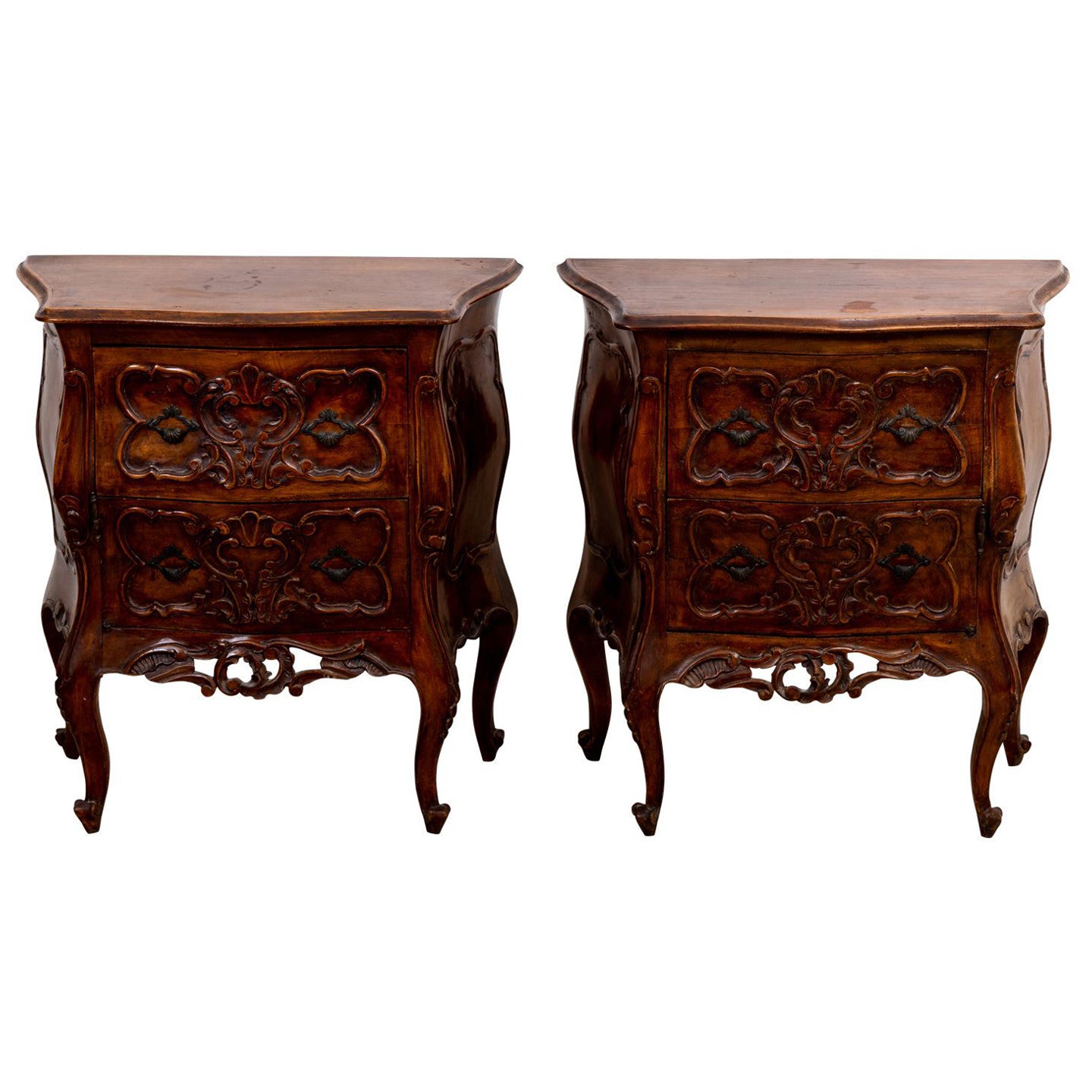 Pair Italian One Door One Drawer End Tables For Sale