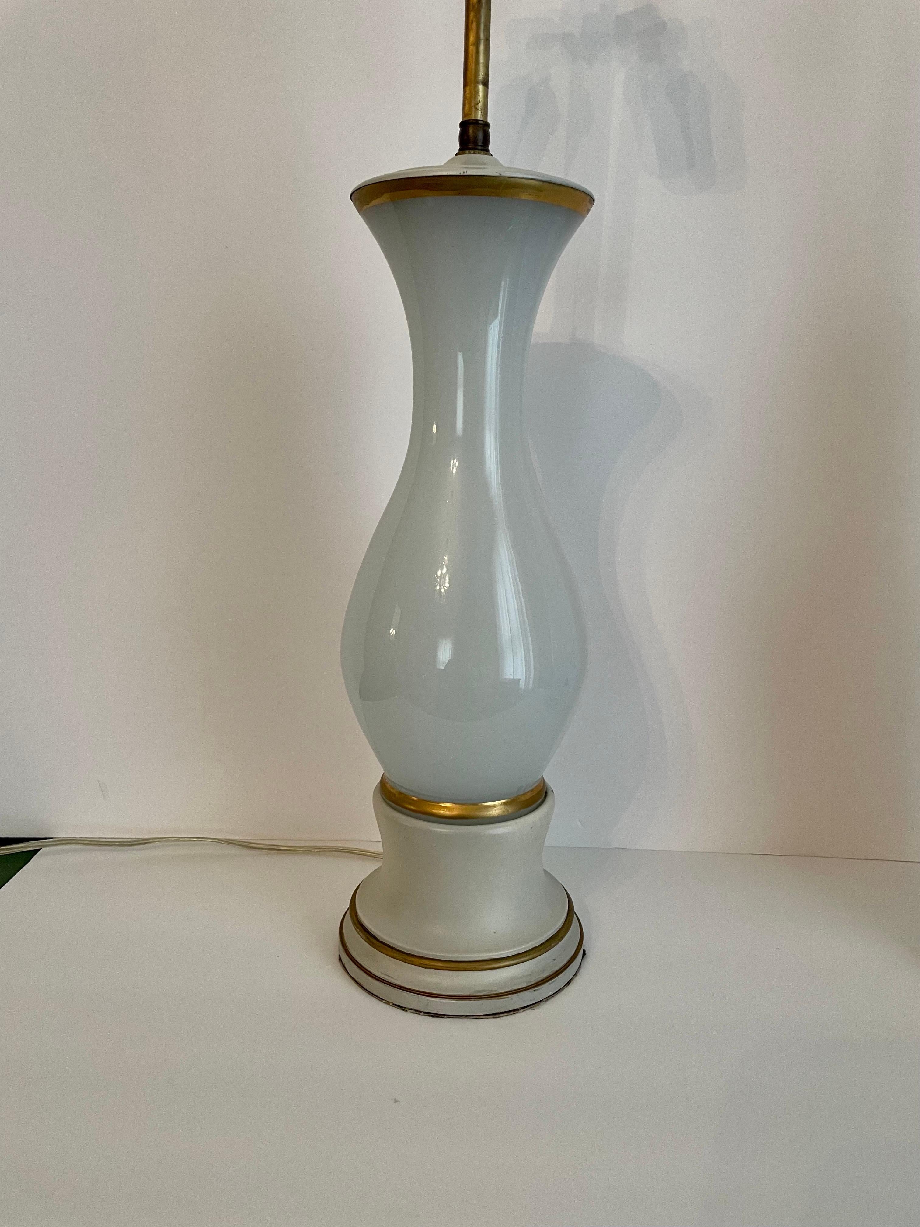 Mid-20th Century Pair Italian Opalescent Glass Lamps For Sale