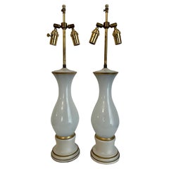 Antique Pair Italian Opalescent Glass Lamps