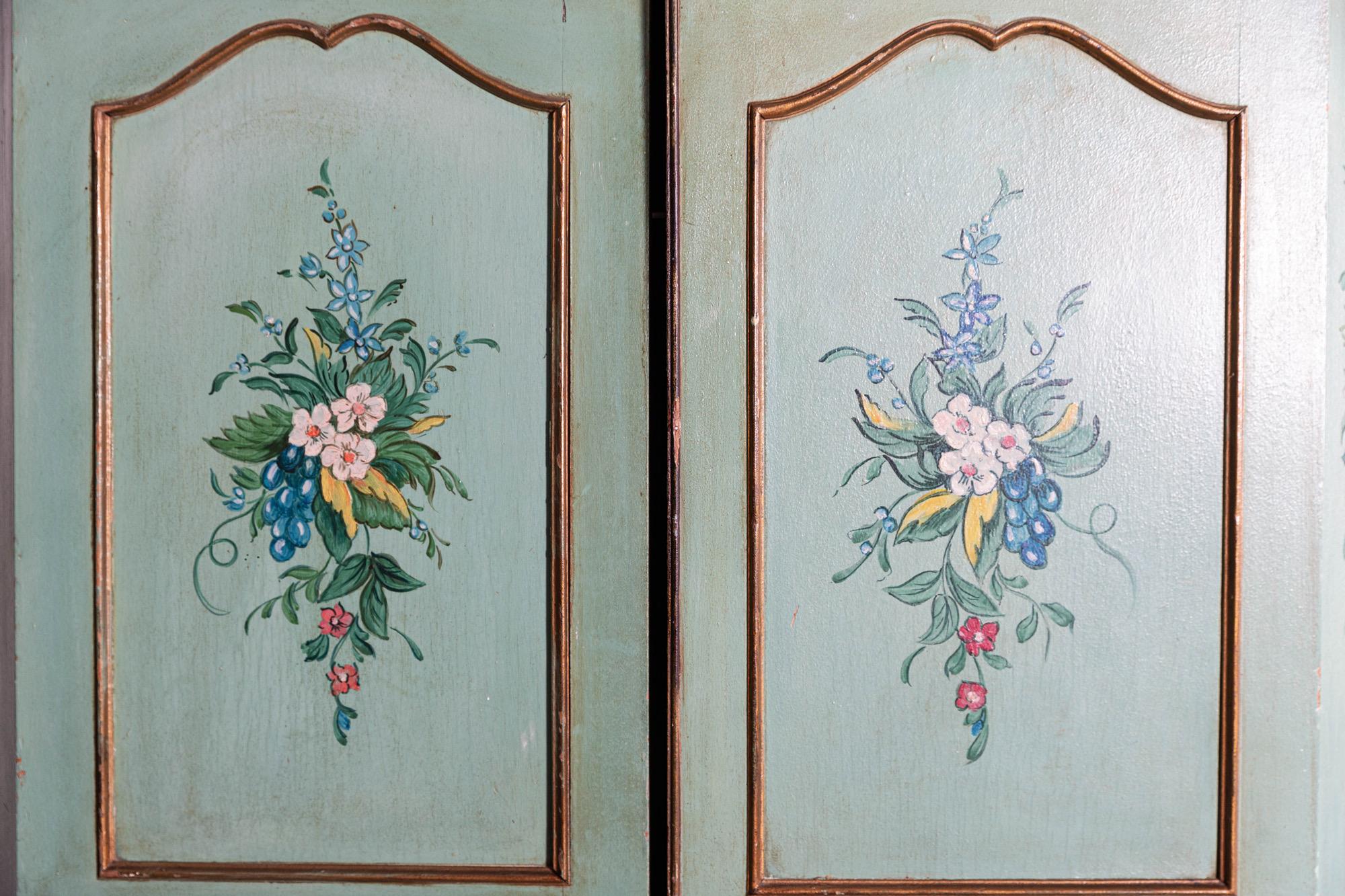 Hand-Crafted Pair Italian Painted Mahogany Armoire Cupboards For Sale