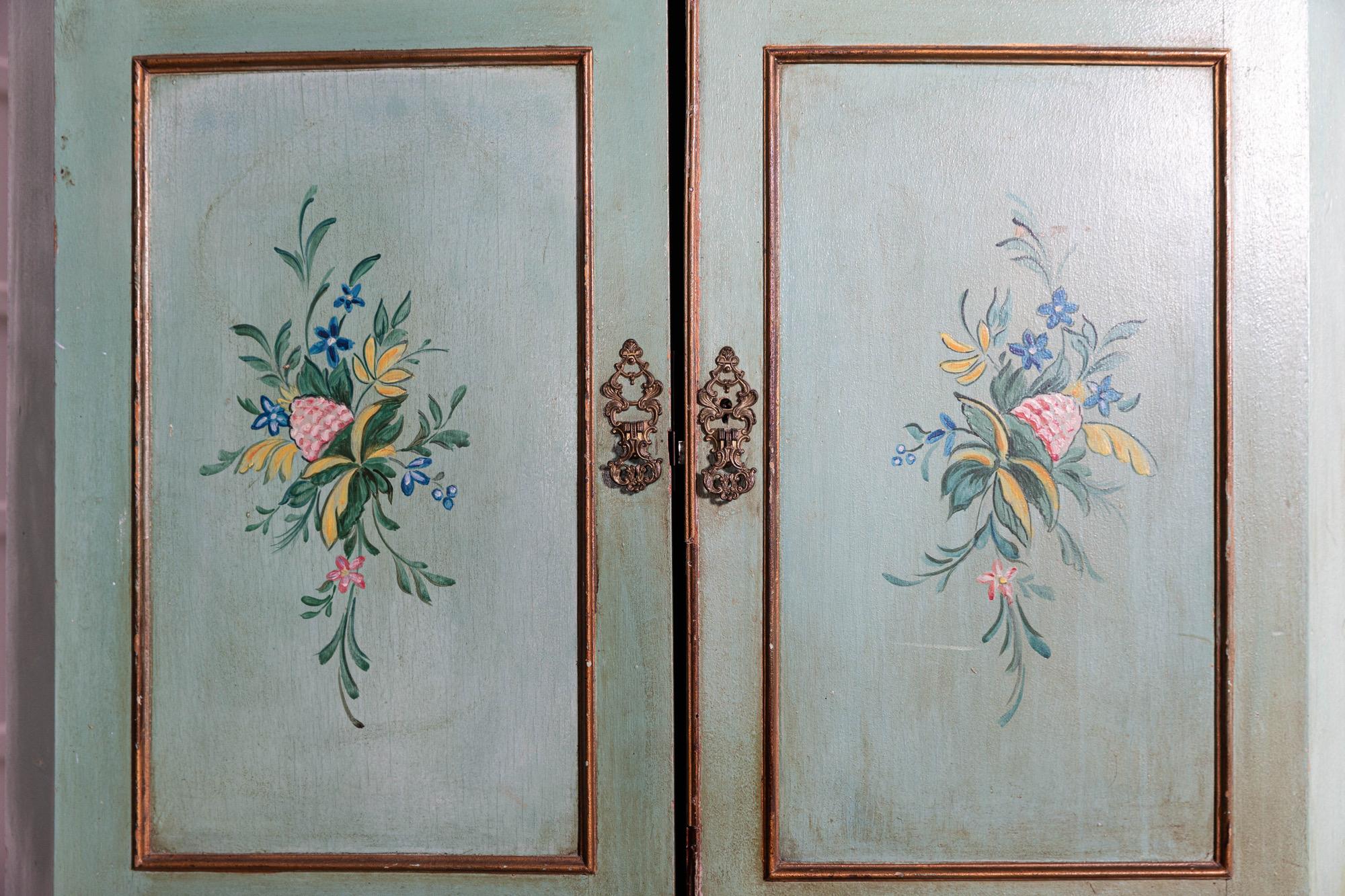 Pair Italian Painted Mahogany Armoire Cupboards For Sale 3
