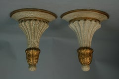 Pair Italian  Painted Wood Wall Brackets