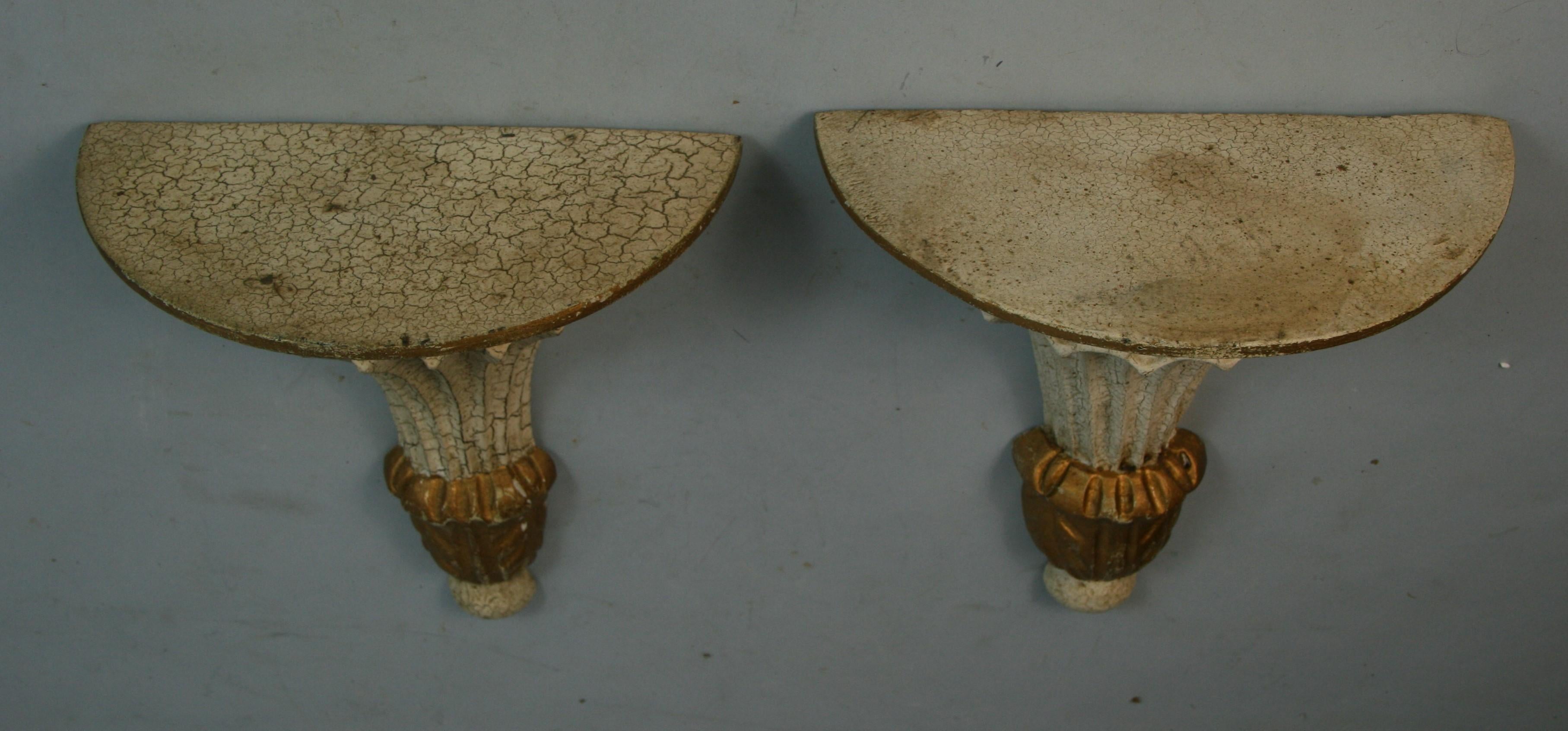 Pair Italian  Painted Wood Wall Brackets For Sale 1