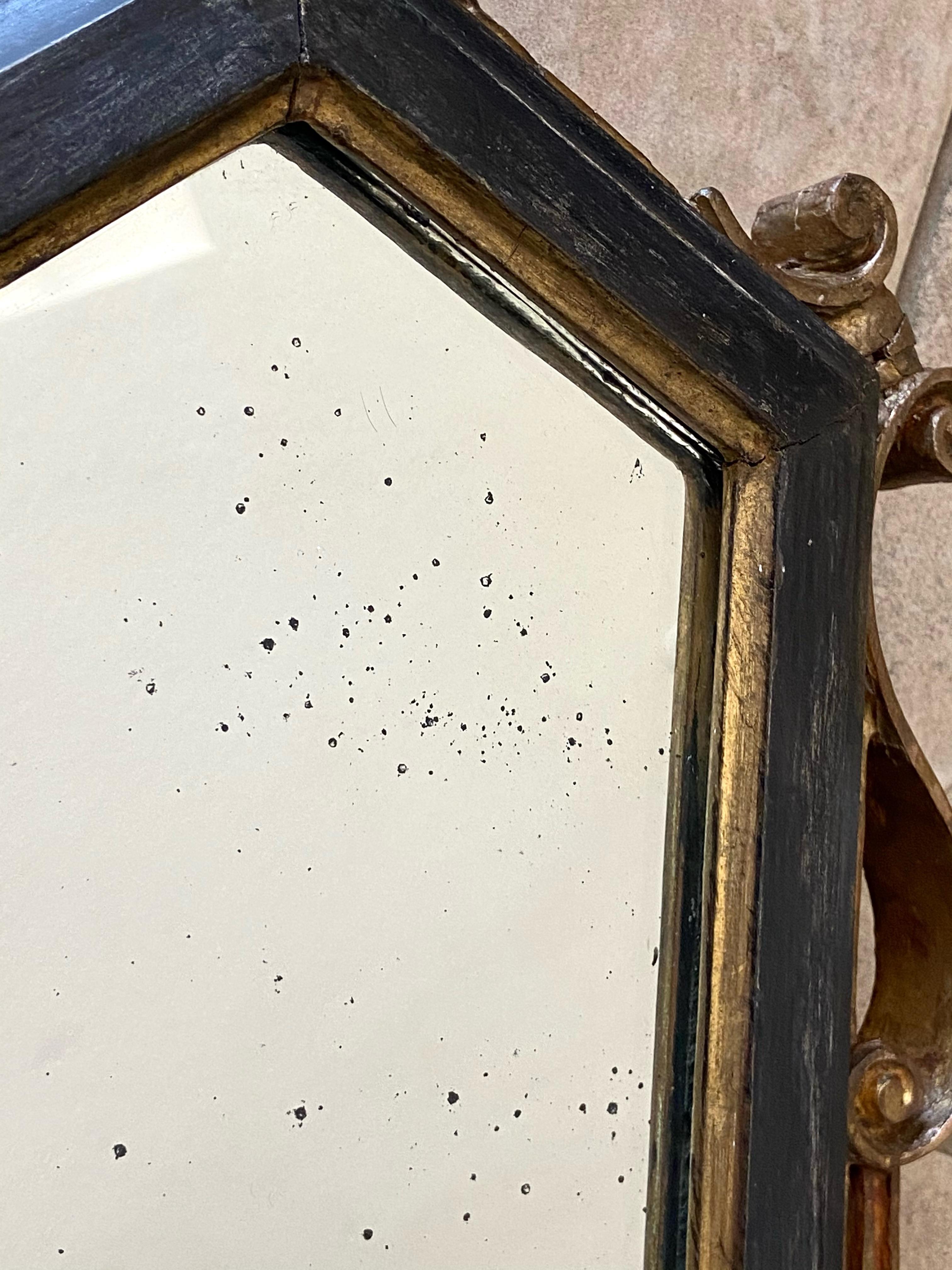 Pair Italian Palladio Gilt Wood Painted Wall Mirror For Sale 11