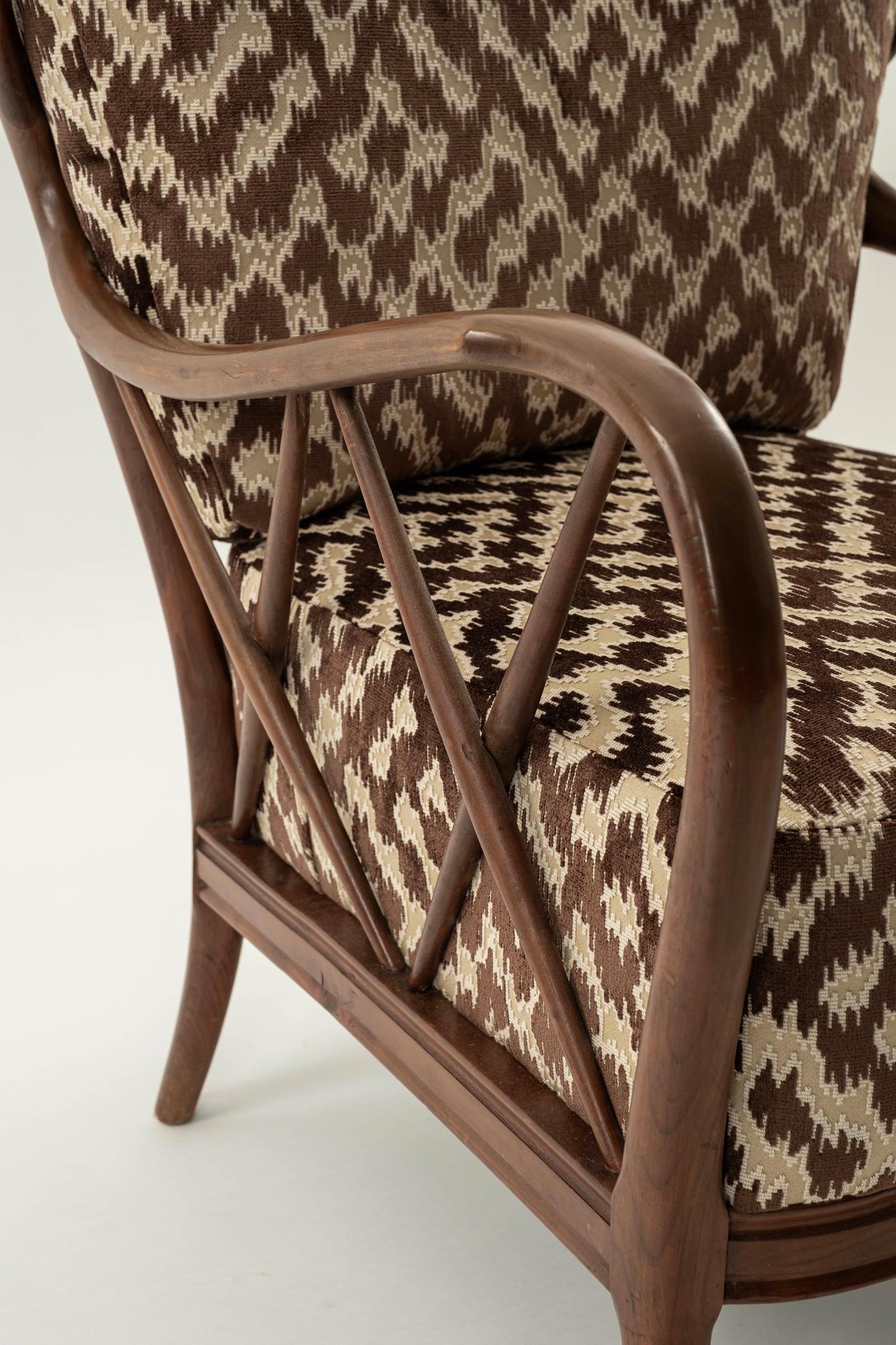 Paire de chaises longues italiennes en velours Brown de style Paolo Buffa en vente 6
