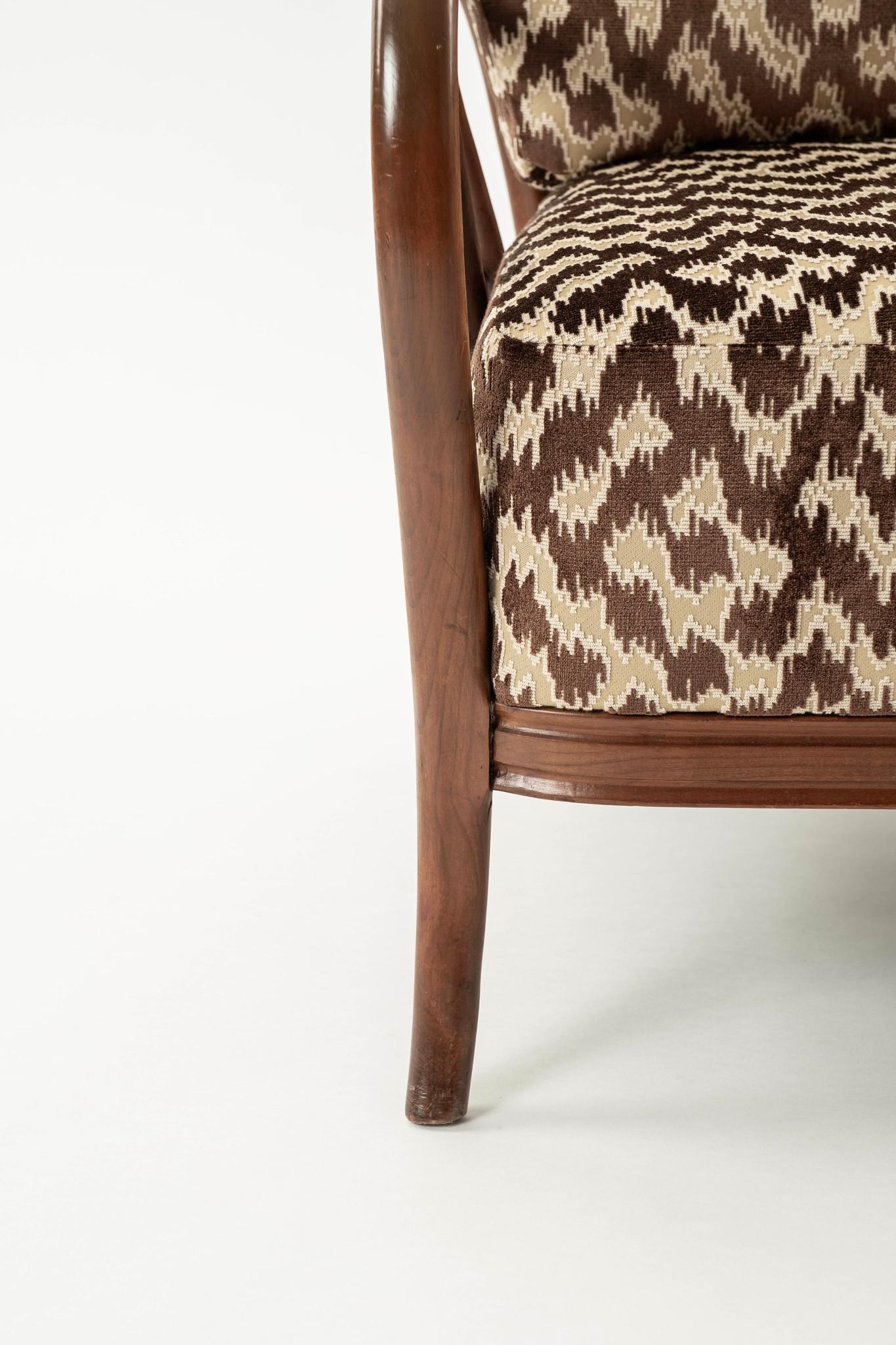 Pair Italian Paolo Buffa Style Serenissma Brown Velvet Lounge Chairs For Sale 4