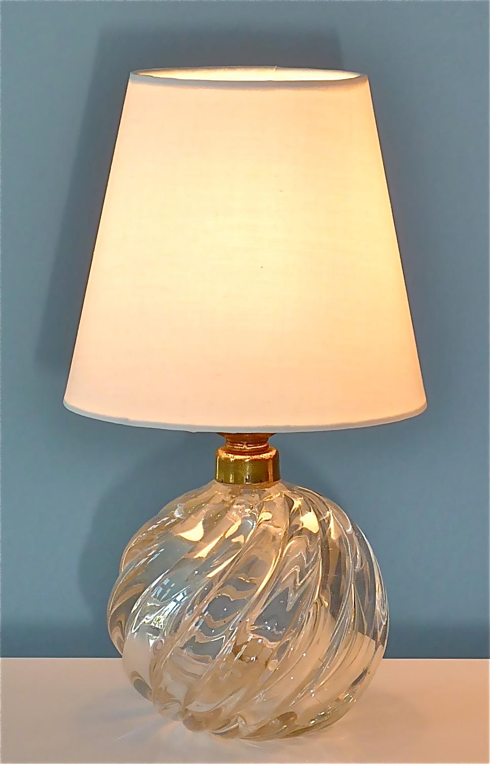 Pair Italian Paolo Venini Diamante Midcentury Table Lamps Clear Murano Glass 50s 4