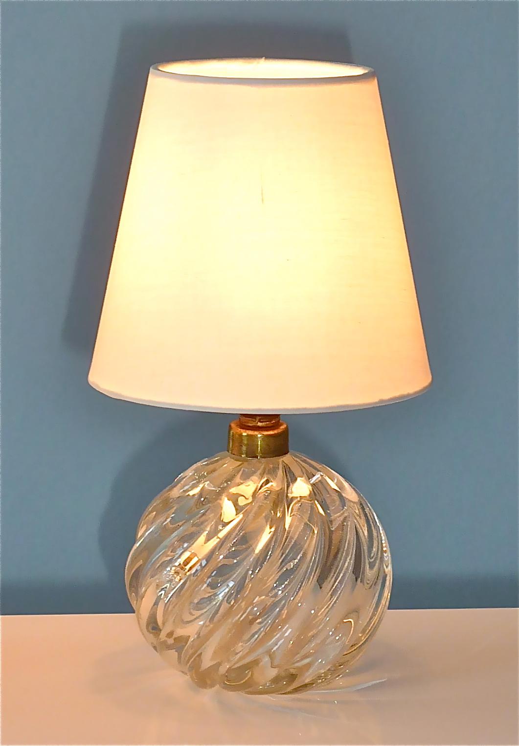 Pair Italian Paolo Venini Diamante Midcentury Table Lamps Clear Murano Glass 50s 5