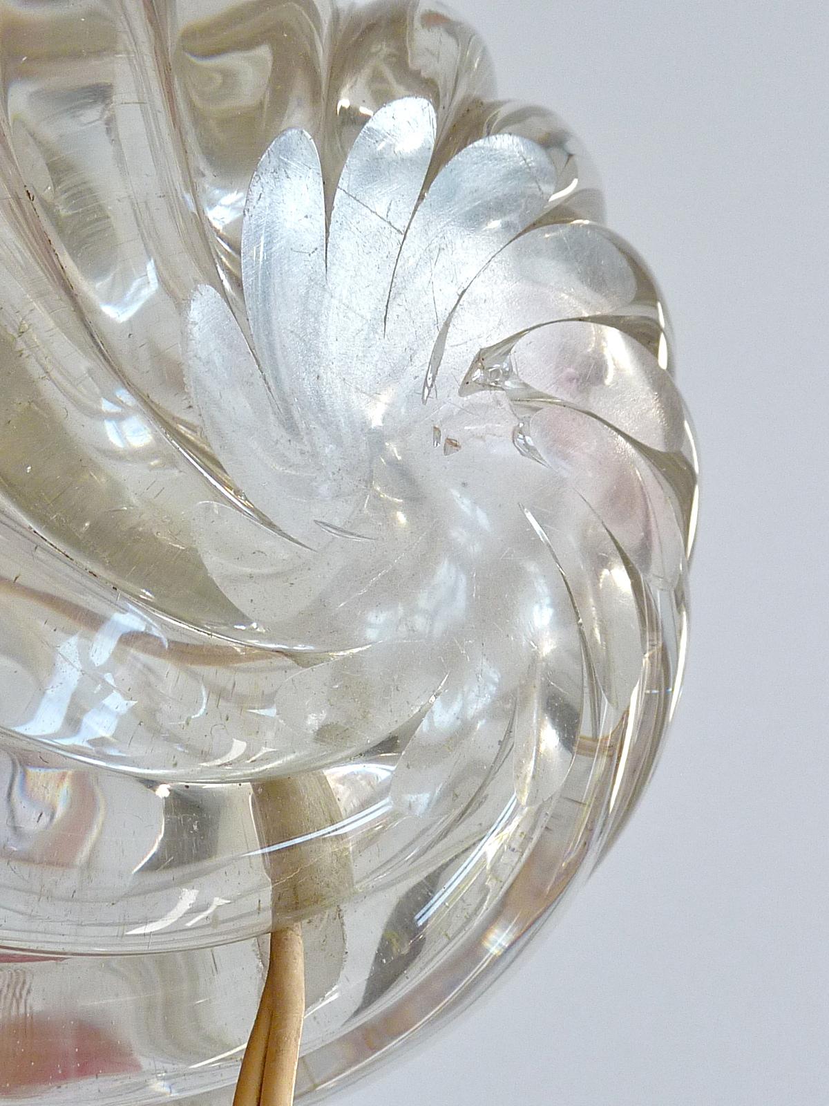 Pair Italian Paolo Venini Diamante Midcentury Table Lamps Clear Murano Glass 50s 8