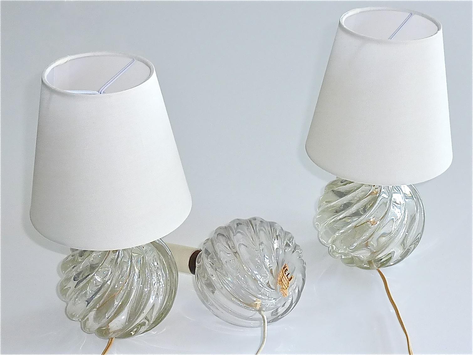 Pair Italian Paolo Venini Diamante Midcentury Table Lamps Clear Murano Glass 50s 9
