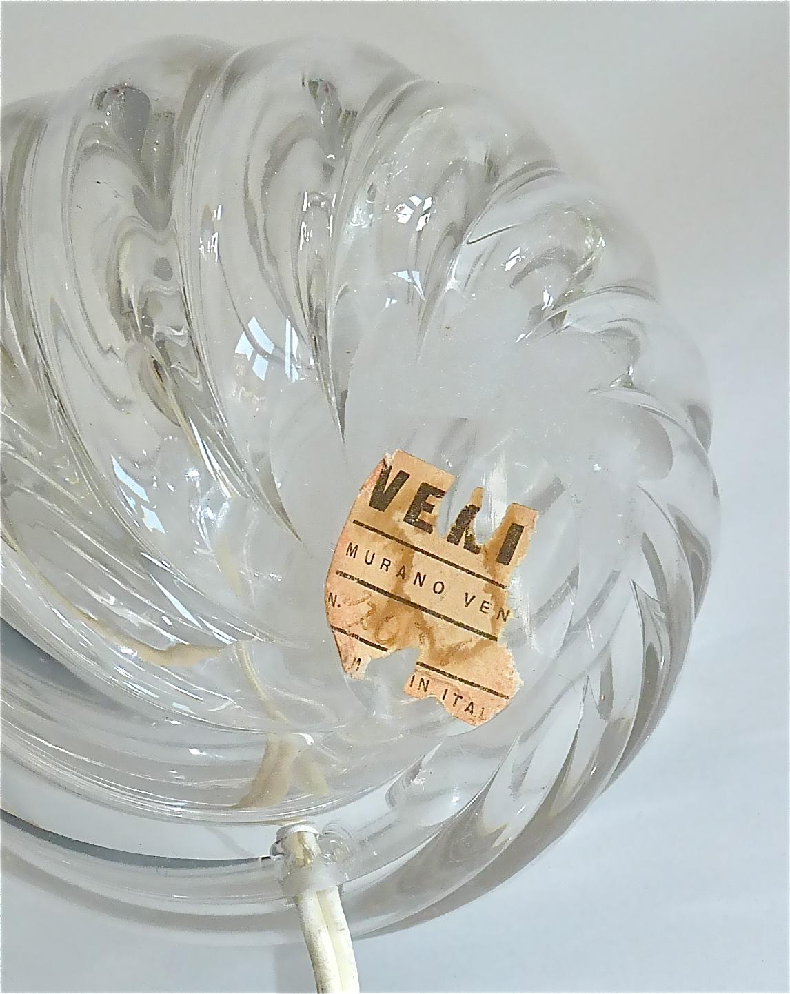 Pair Italian Paolo Venini Diamante Midcentury Table Lamps Clear Murano Glass 50s 10
