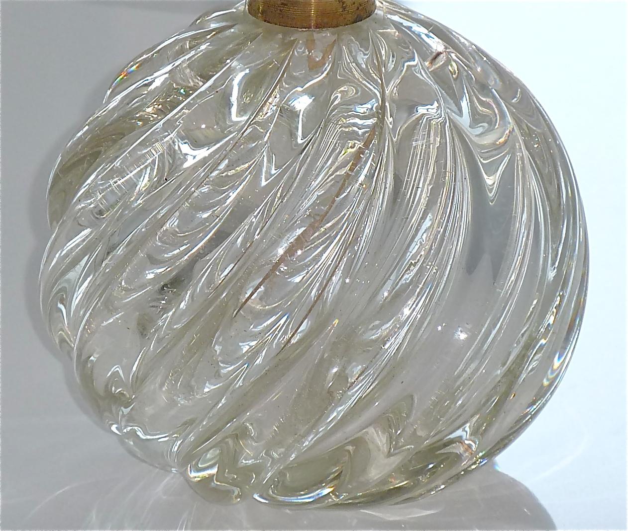 Pair Italian Paolo Venini Diamante Midcentury Table Lamps Clear Murano Glass 50s 11
