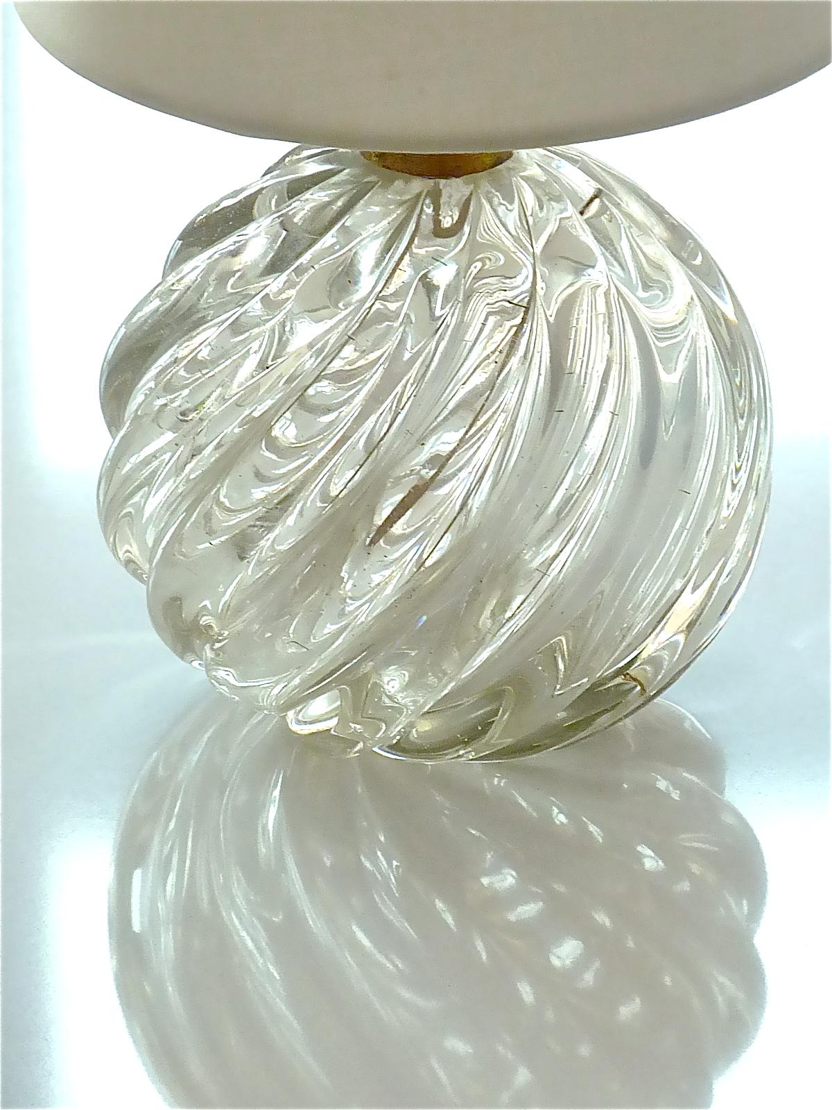 Pair Italian Paolo Venini Diamante Midcentury Table Lamps Clear Murano Glass 50s 12