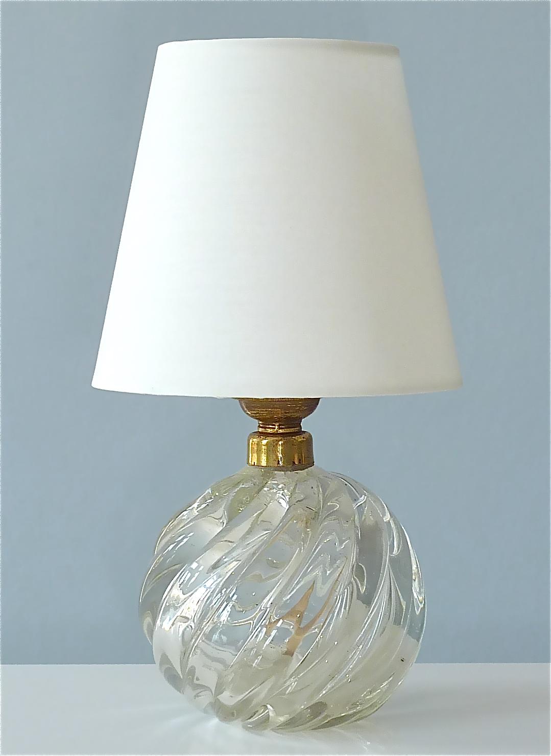 Pair Italian Paolo Venini Diamante Midcentury Table Lamps Clear Murano Glass 50s In Good Condition In Nierstein am Rhein, DE