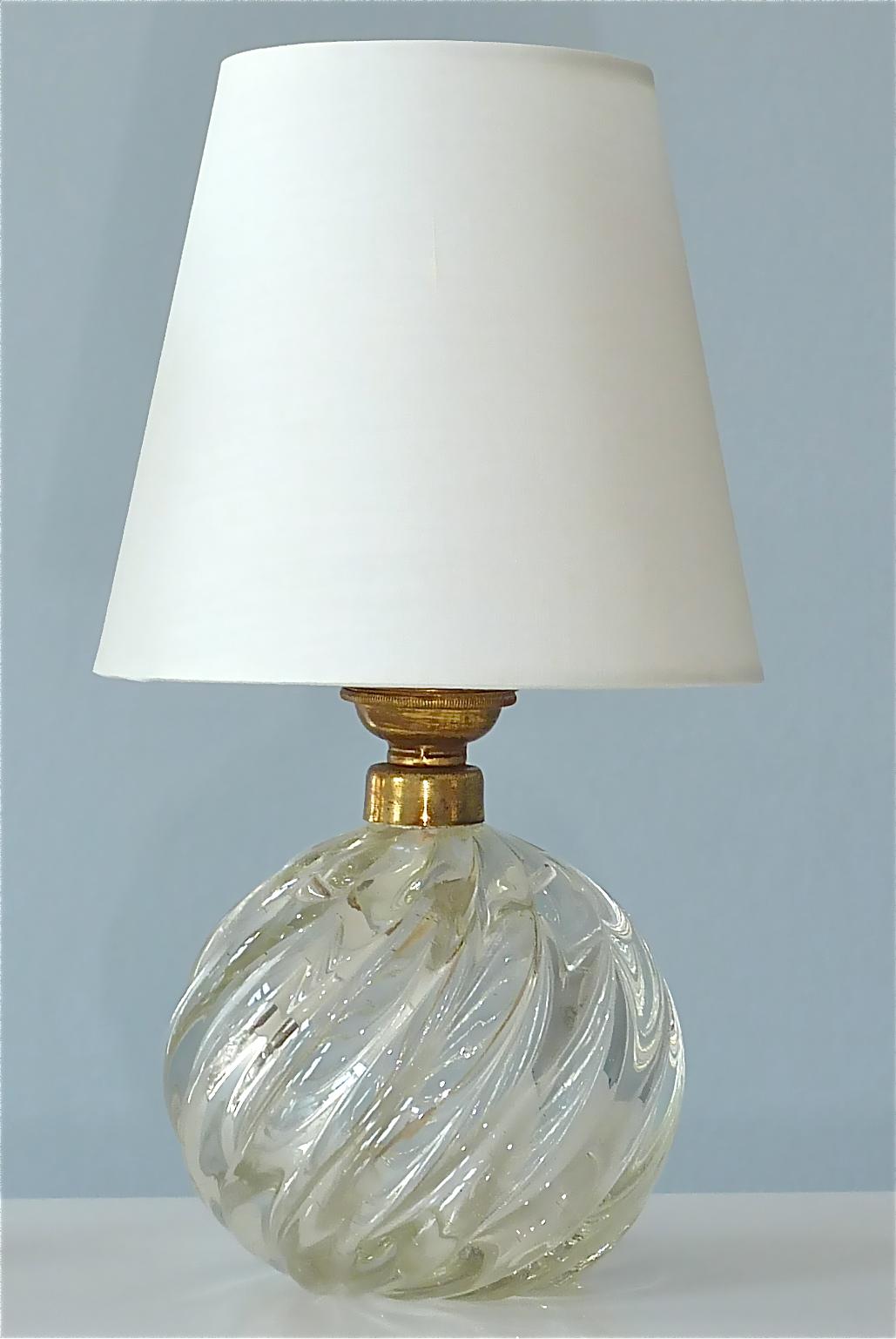 Mid-20th Century Pair Italian Paolo Venini Diamante Midcentury Table Lamps Clear Murano Glass 50s