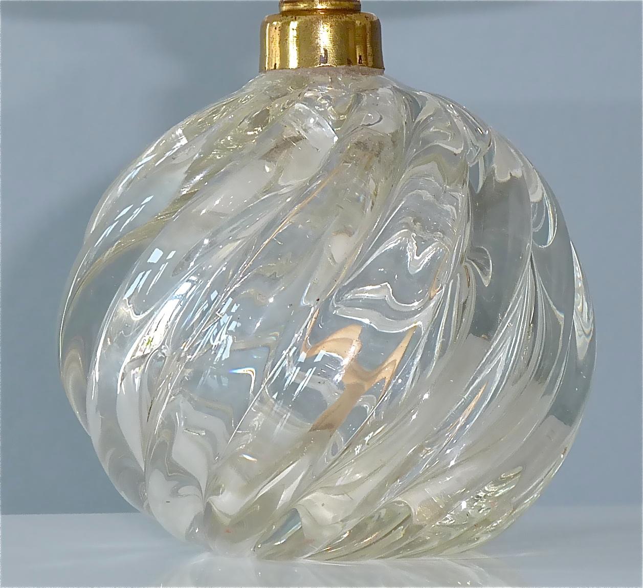 Pair Italian Paolo Venini Diamante Midcentury Table Lamps Clear Murano Glass 50s 2