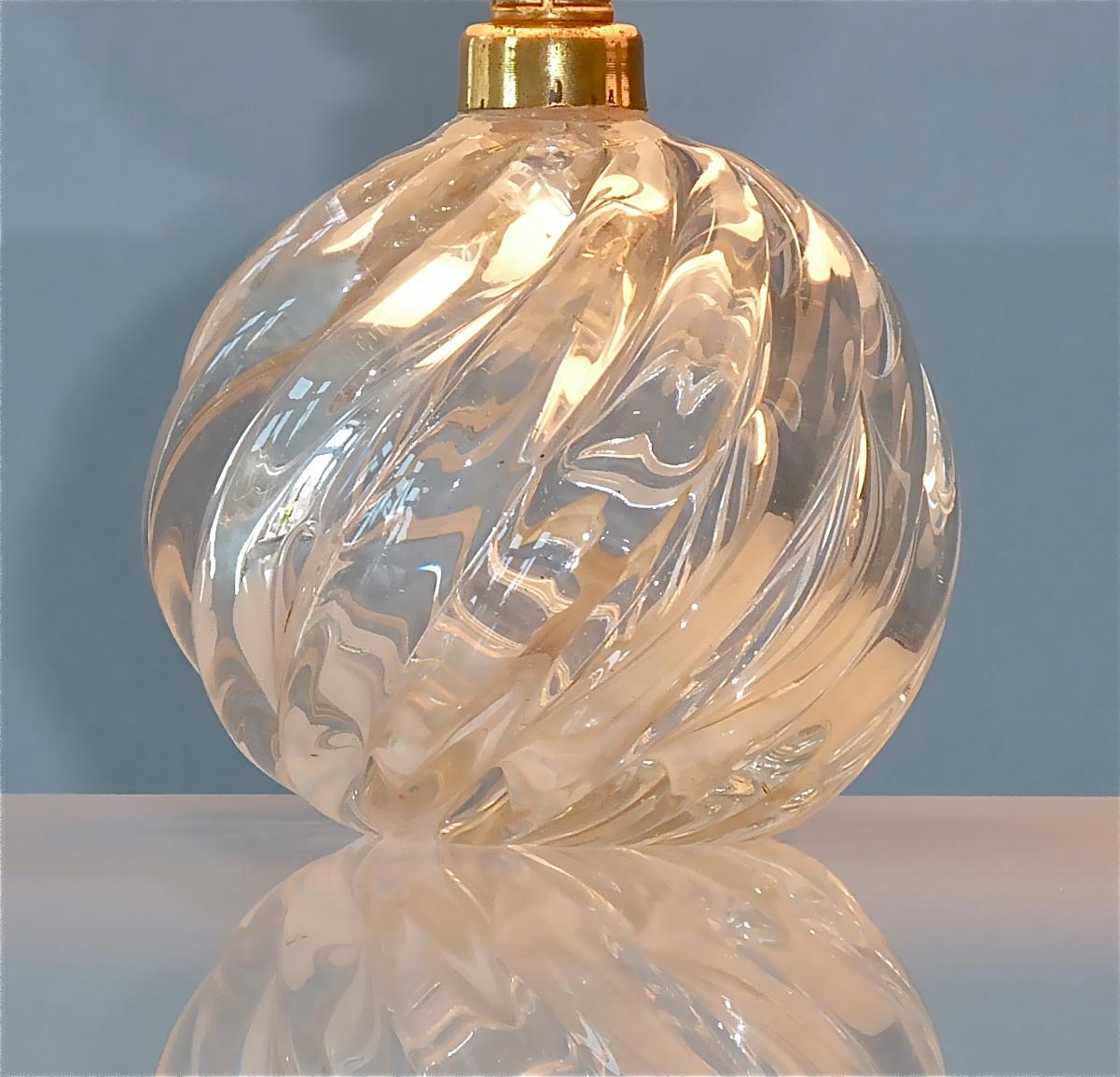 Pair Italian Paolo Venini Diamante Midcentury Table Lamps Clear Murano Glass 50s 3