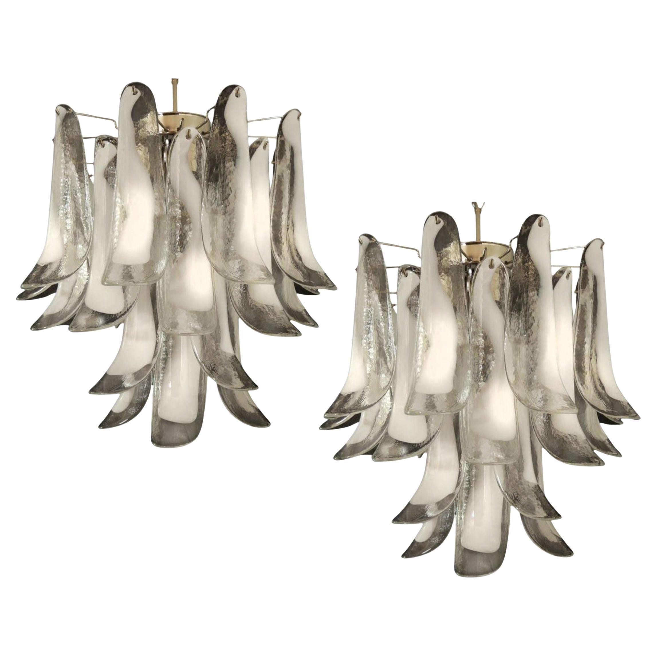 Pair Italian Petal Chandeliers, Murano