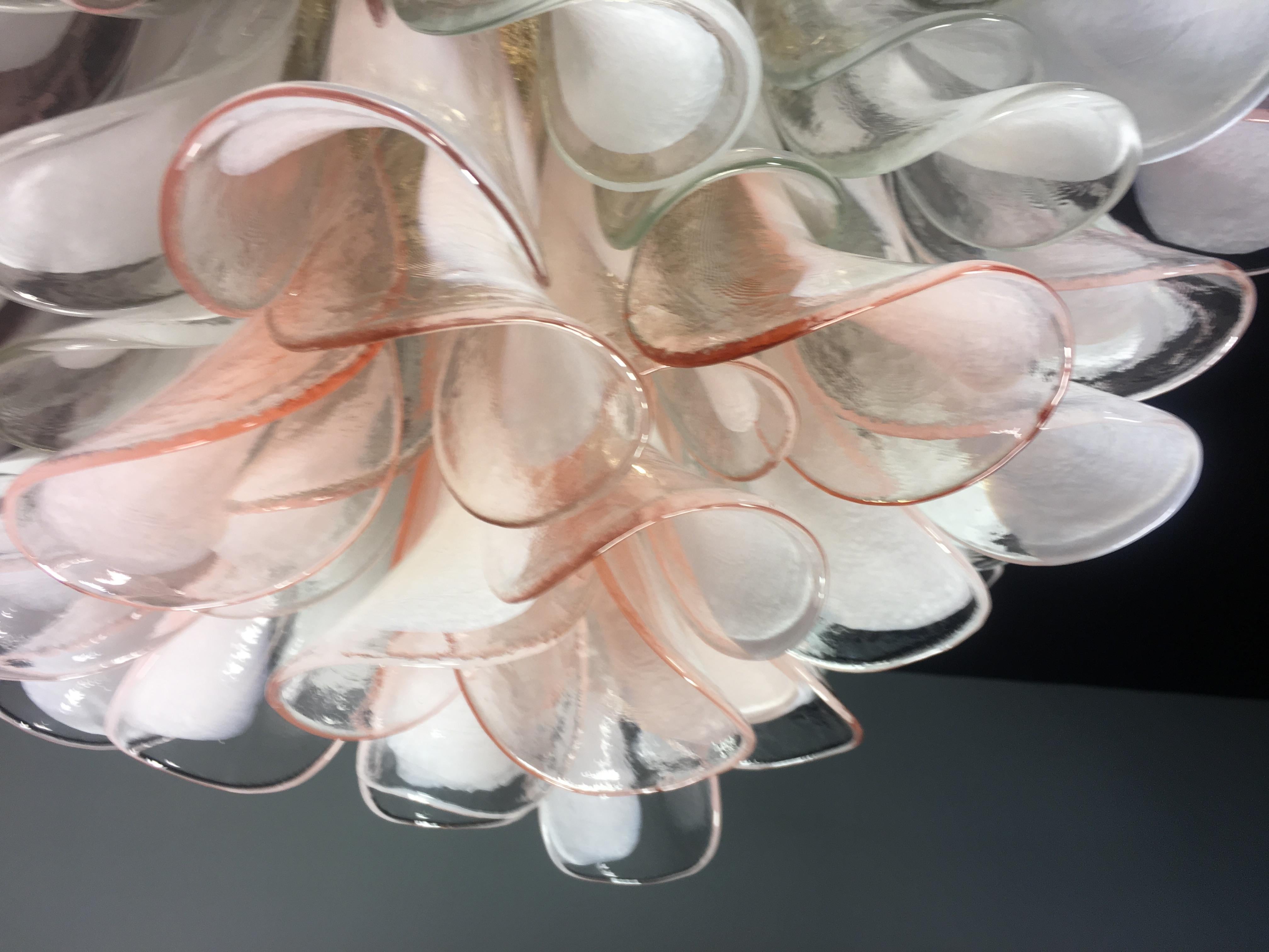 Pair of Italian Petals Chandeliers Ceiling Light, Murano 15