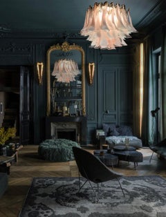 Pair Italian Petals Chandeliers Ceiling Lights, Murano