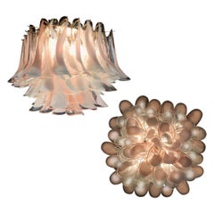Coppia di lampadari a petali italiani, Murano